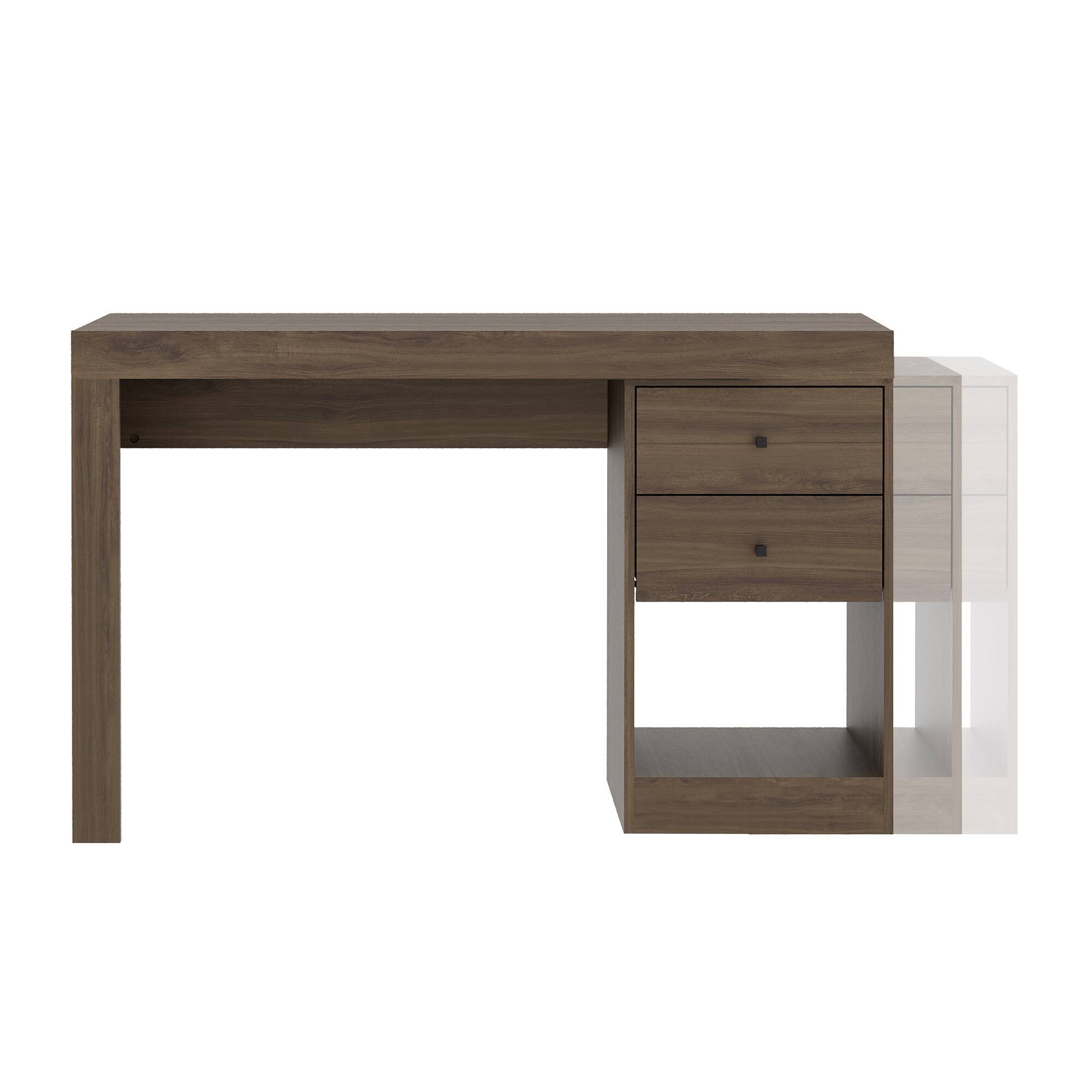 Alt View 1. GOODSILO - Expandable Home Office Desk with Storage Drawers and Shelf - Walnut.