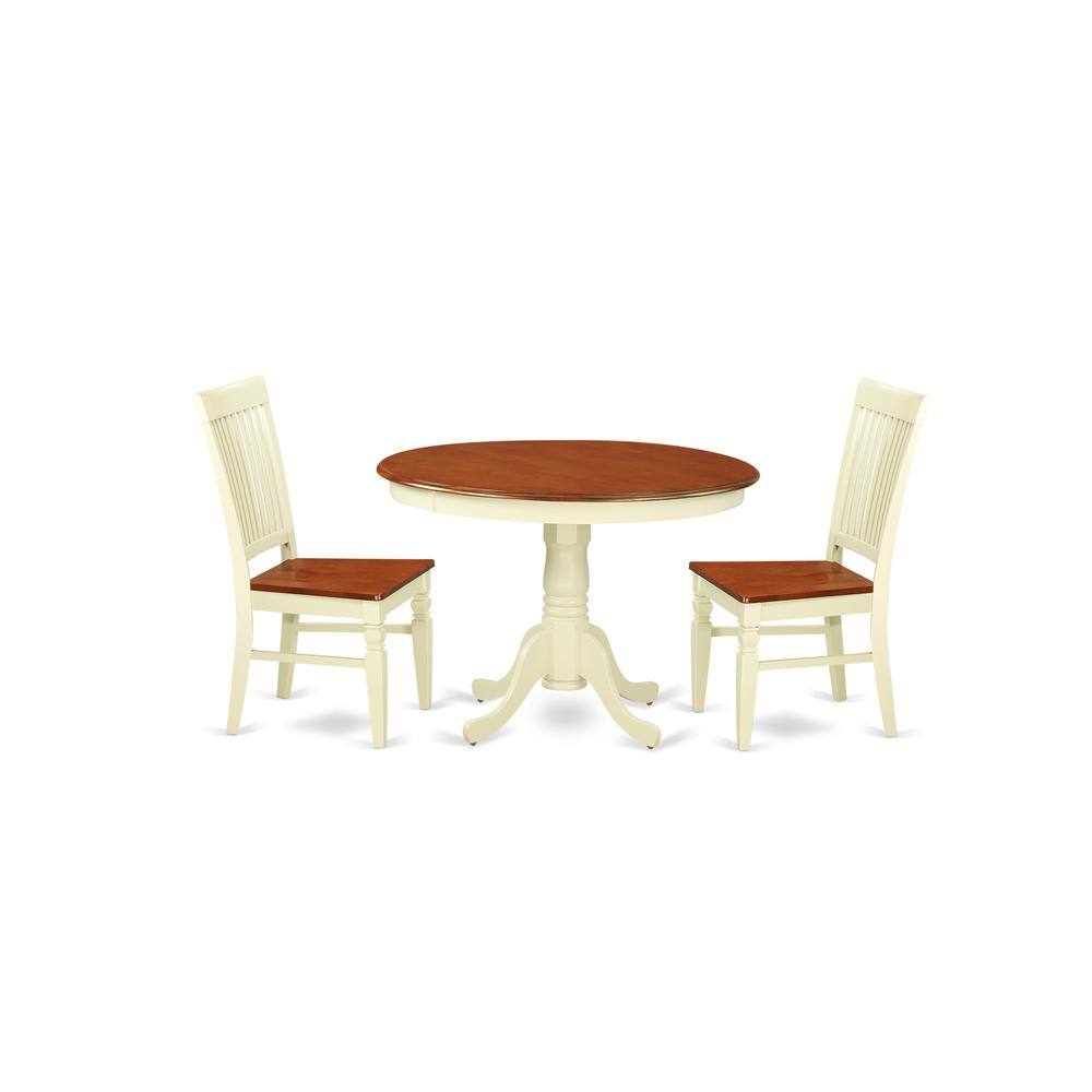 Angle. East West Furniture - Dining Room Set Buttermilk & Cherry - Brown.