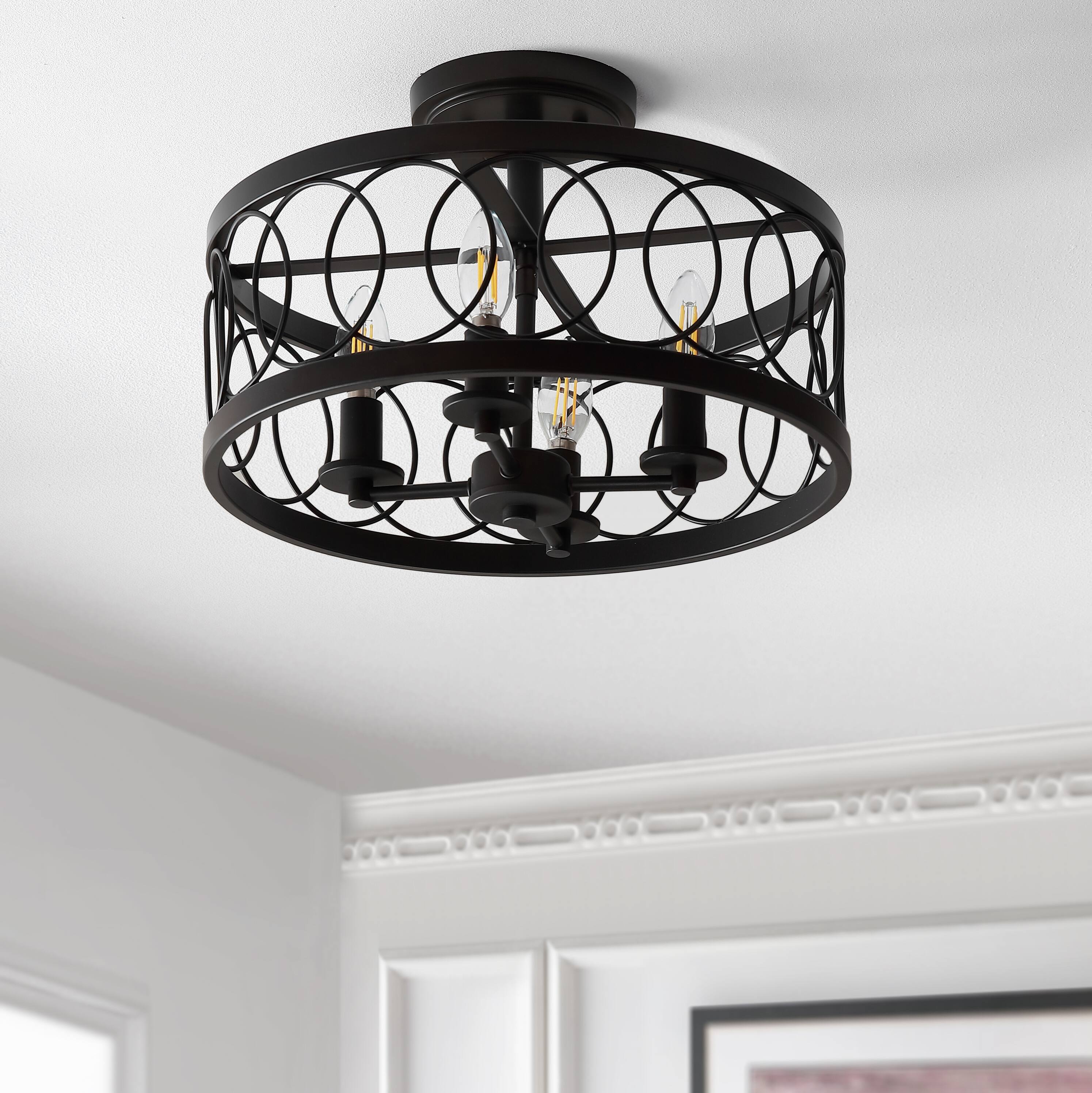 Alt View 5. Jonathan Y - Sylvain 15.5" Metal LED Semi-Flush Mount, Oil Rubbed Bronze - Oil Rubbed Bronze.