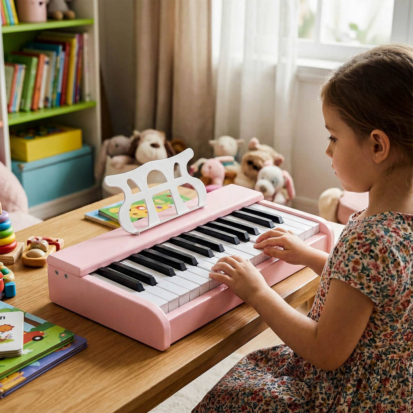 Alt View 1. Costway - Costway 30 Keys Kids Piano Keyboard with Removable Music Stand, One-key Start Function - Pink.
