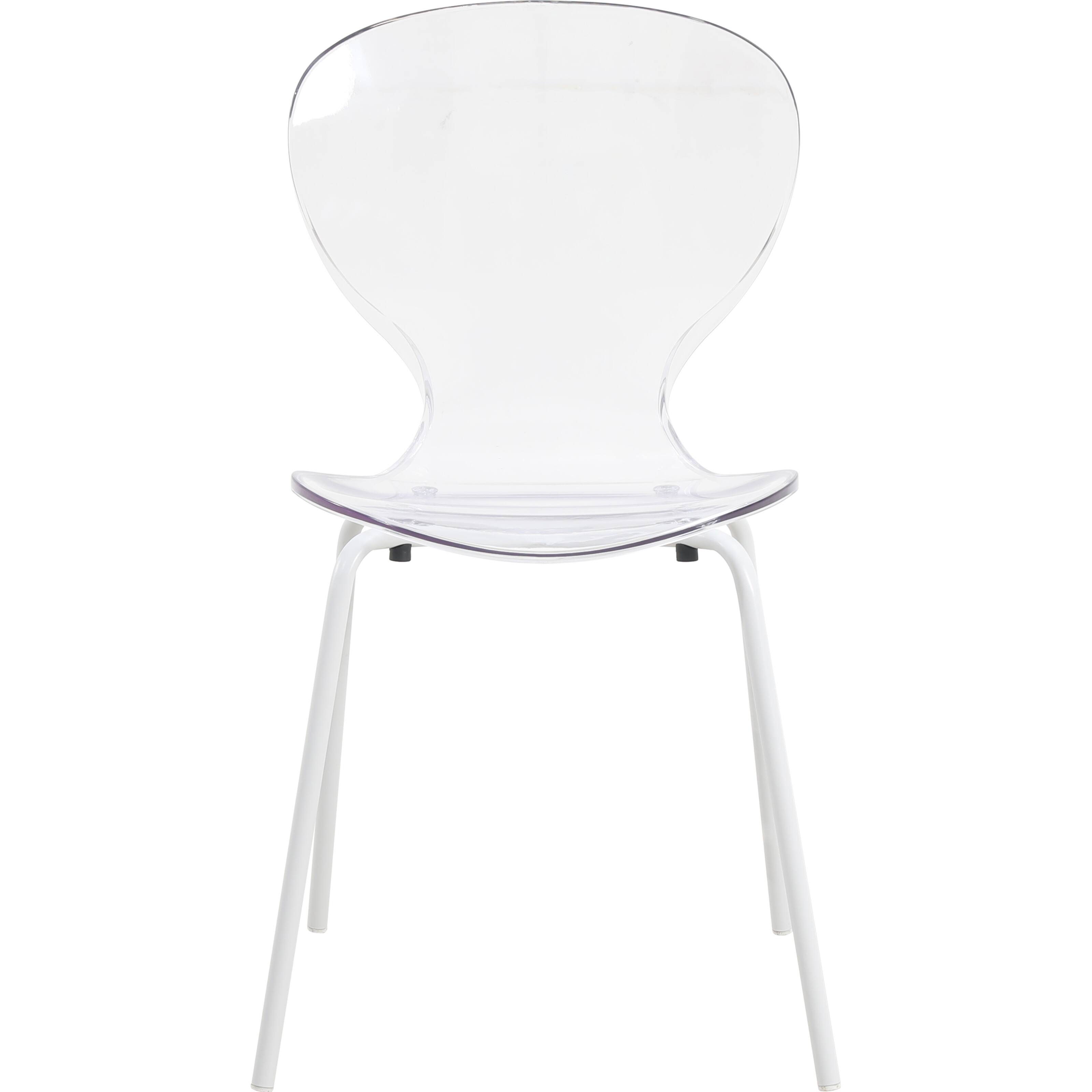Alt View 2. LeisureMod - Oyster Modern Clear Plastic Dining Chair, Stackable Ergonomic Accent Chair with Powder Coated Steel Legs - Clear.
