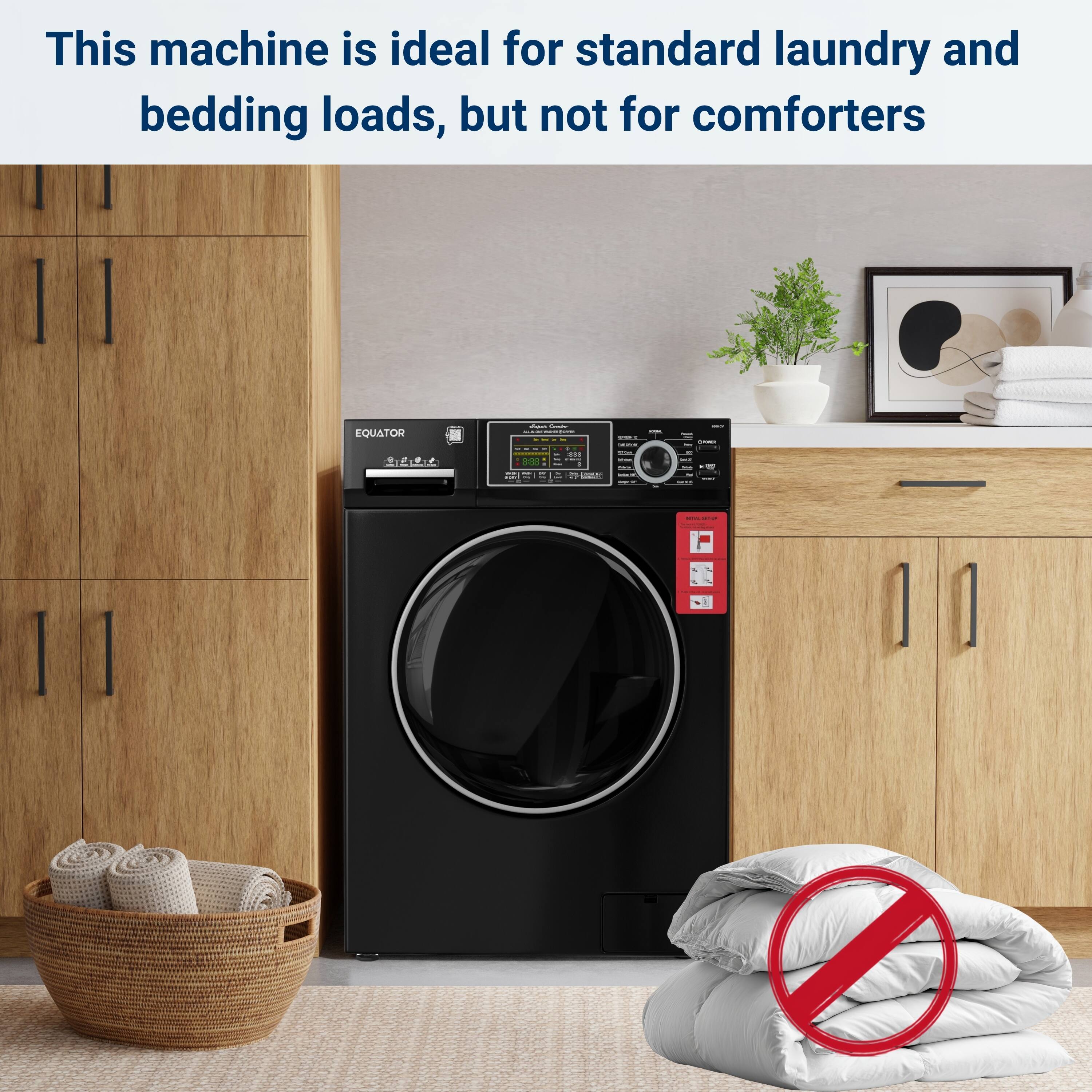 This machine is ideal for standard laundry and bedding loads, but not for comforters