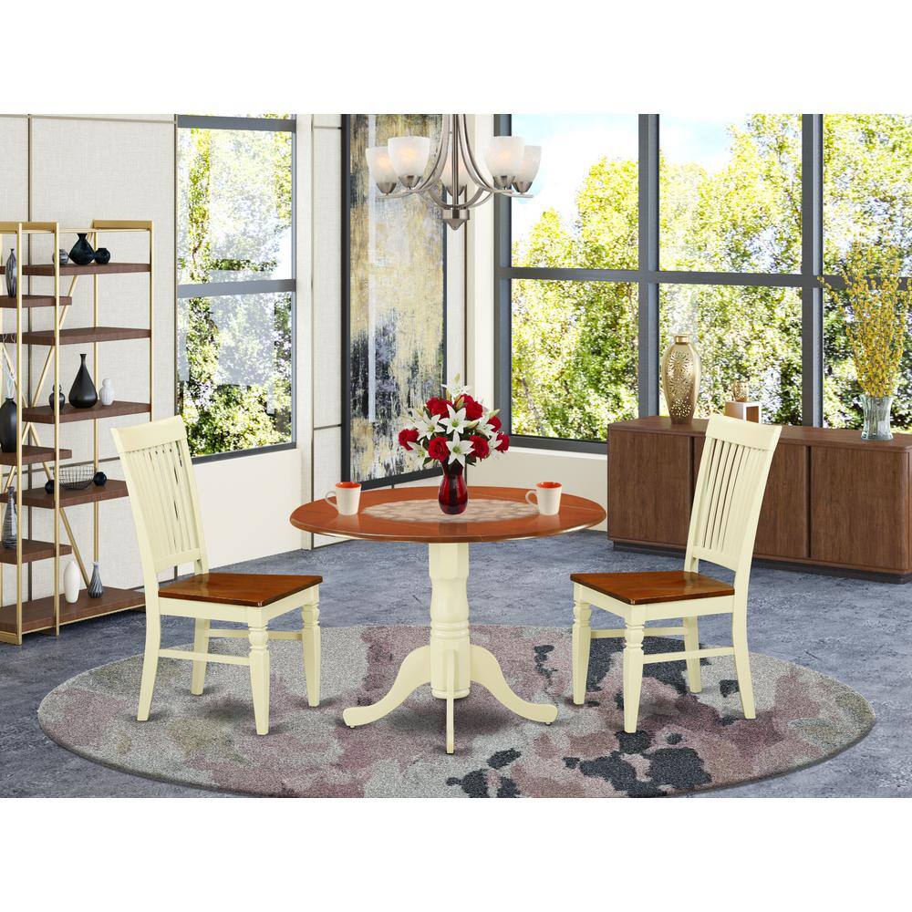 Left. East West Furniture - Dining Room Set Buttermilk & Cherry - Brown.