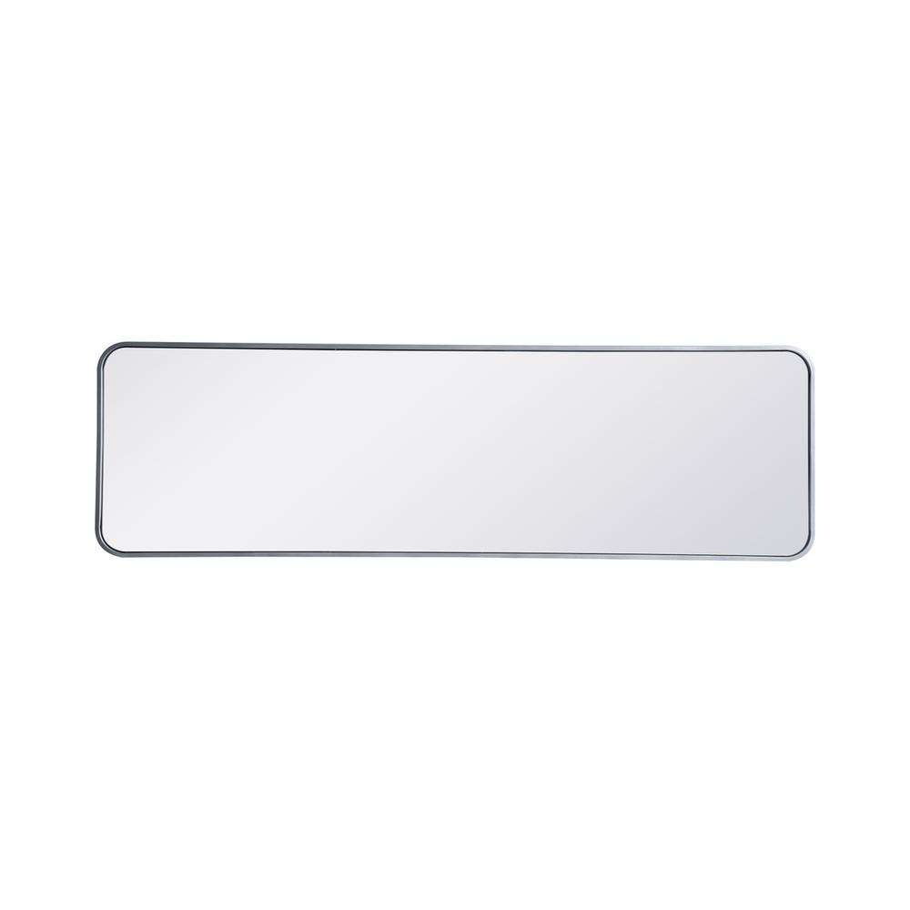 Back. Elegant Decor - Soft corner metal rectangular mirror 18x60 inch in Silver - Silver.
