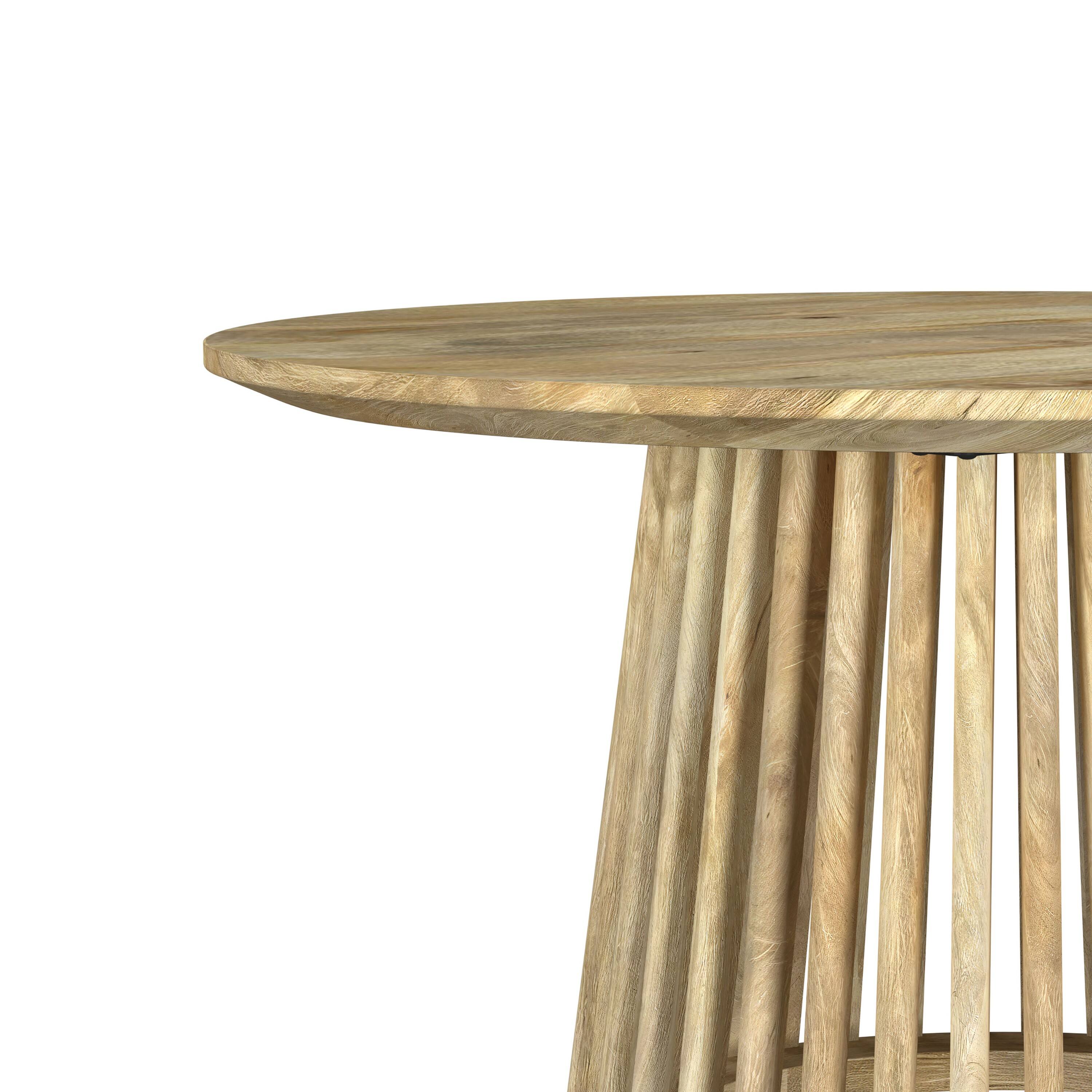 Alt View 3. Manhattan Lane - Trey Cocktail Coffee Table, Spindle Pedestal, Natural Mango Wood 30 Inch - Natural Mango Brown.