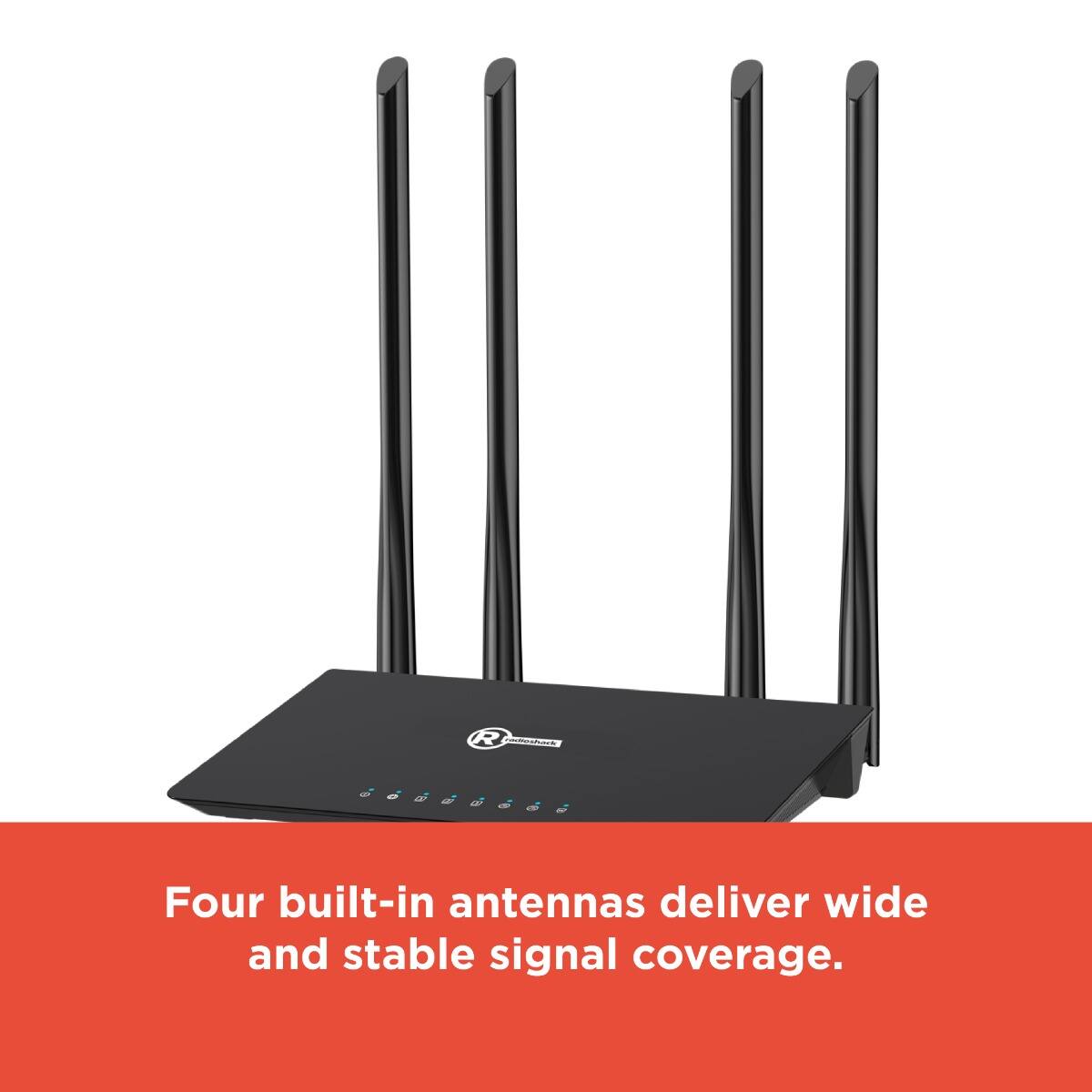Four built-in antennas deliver wide and stable signal coverage.