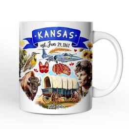OrnamentallyYou - Artistic Kansas State Themes and Landmarks Mug - White