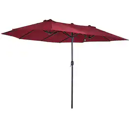 Outsunny - Extra Large 15ft Patio Umbrella - Wine Red