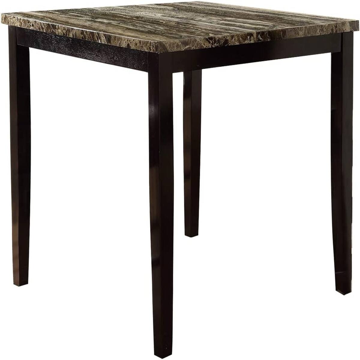 Alt View 1. Loheer - Loheer Faux Marble Dining Table, Square Counter Height Table for Modern Kitchens, Brown - Brown.