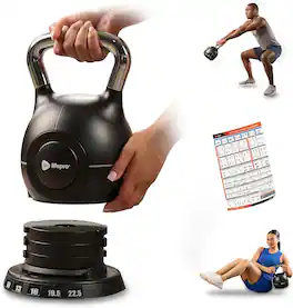 LifePro - Adjustable Kettlebell Strength Training Weight Set 22.5 lb for Full Body Fitness Workouts - Black
