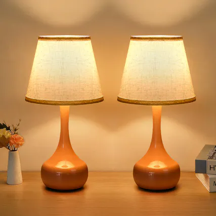 Front. HOMLUX - 42.25 in. Pink LED Table Lamp Desk Lamps Interior Lighting with Linen Shade for Bedroom, 1 Bulb included.