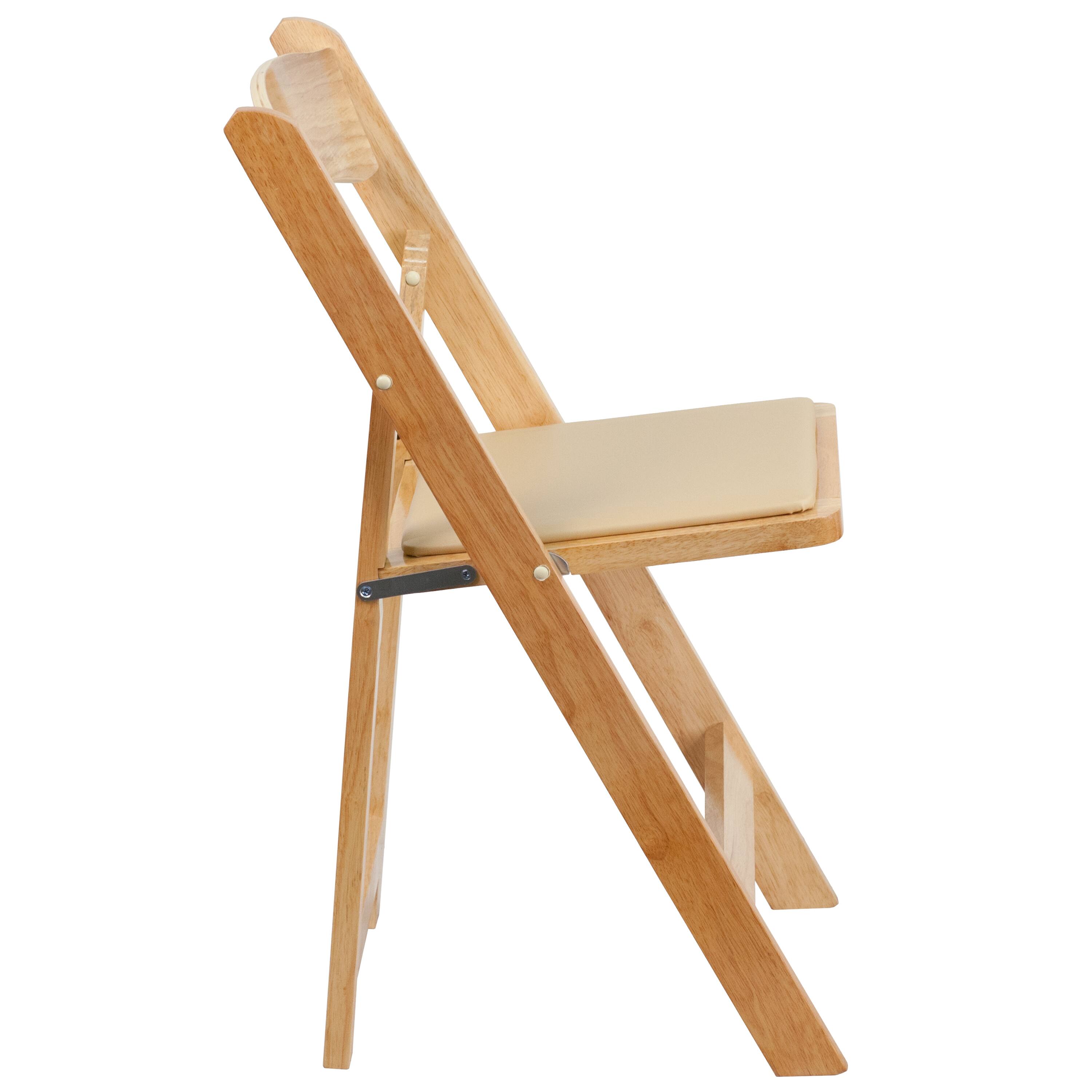 Alt View 7. Emma + Oliver - 2 Pack Wedding Party Event Wood Folding Chair with Vinyl Padded Seat - Natural.