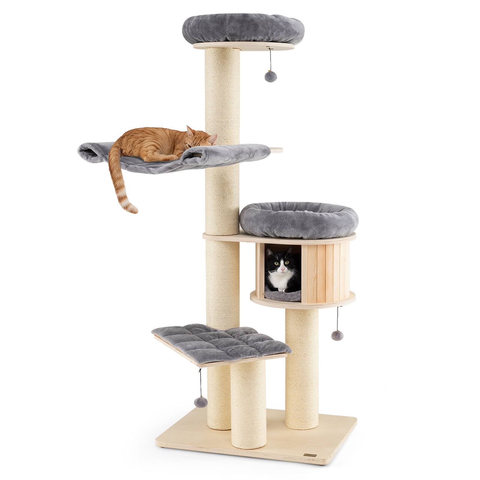 Alt View 9. Gymax - Gymax 68.5'' Cat Tree Condo 4-Layer Wooden Kitten Activity Tower w/ Sisal Posts.