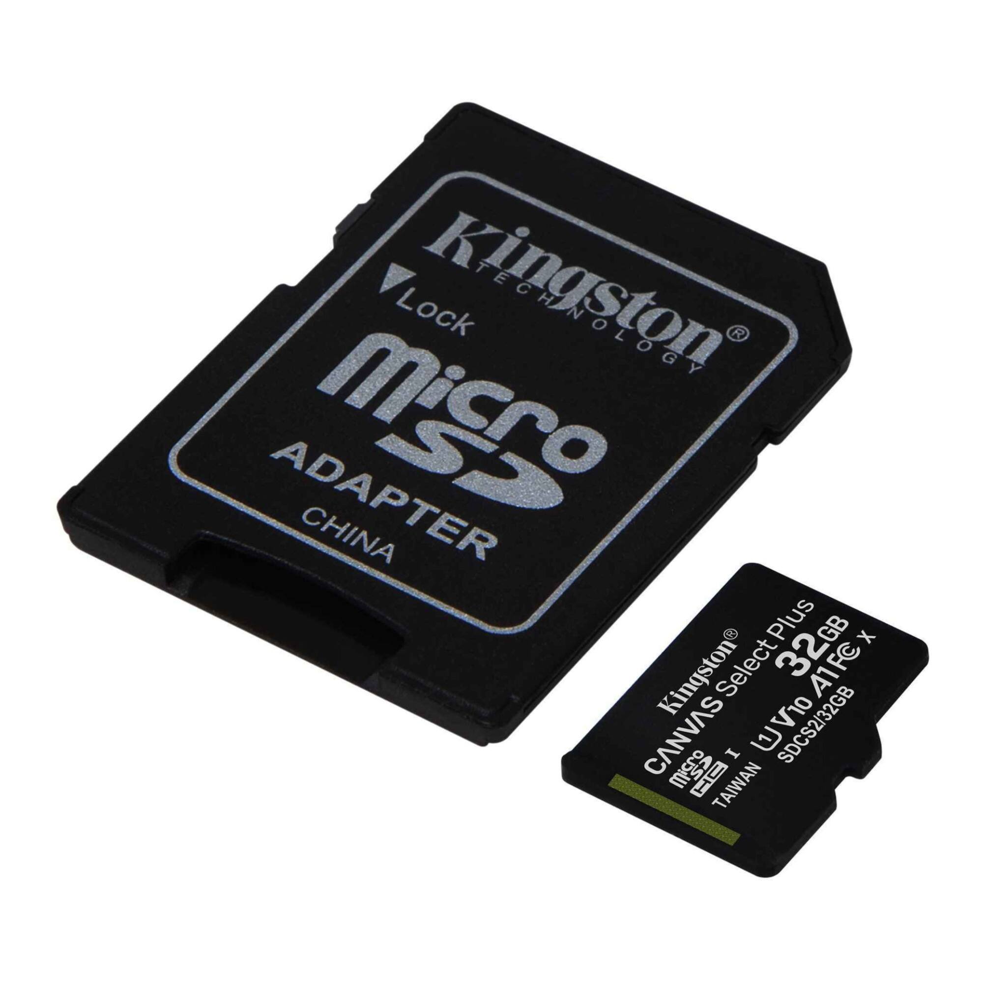 Kingston TECHNOLOGY Lock ADAPTER Micro SD CHINA Kingston Select Plus 32GB SDCS2/32GB CANVAS I m TAIWAN
