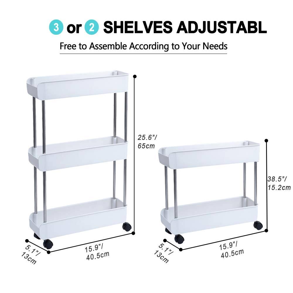 3 or 2 SHELVES ADJUSTABLE  
Free to Assemble According to Your Needs  

25.6" / 65cm  
38.5" / 15.2cm  
5.1" / 13cm  
15.9" / 40.5cm  
5.1" / 13cm  
15.9" / 40.5cm