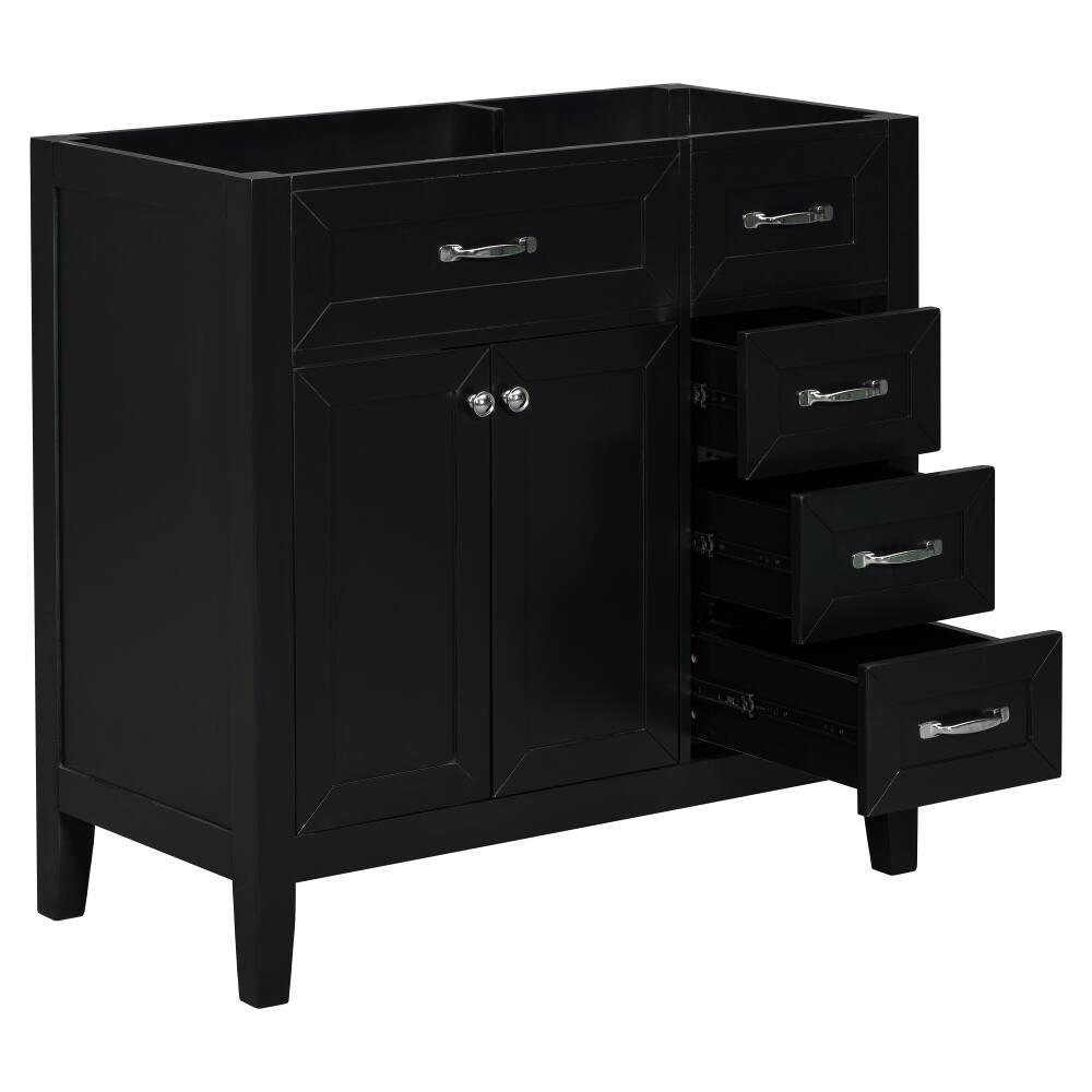 Alt View 6. Loheer - Loheer 36 Inch Bathroom Vanity Base Only, Black Vanity Cabinet Without Sink, Freestanding Modern Design - Black.