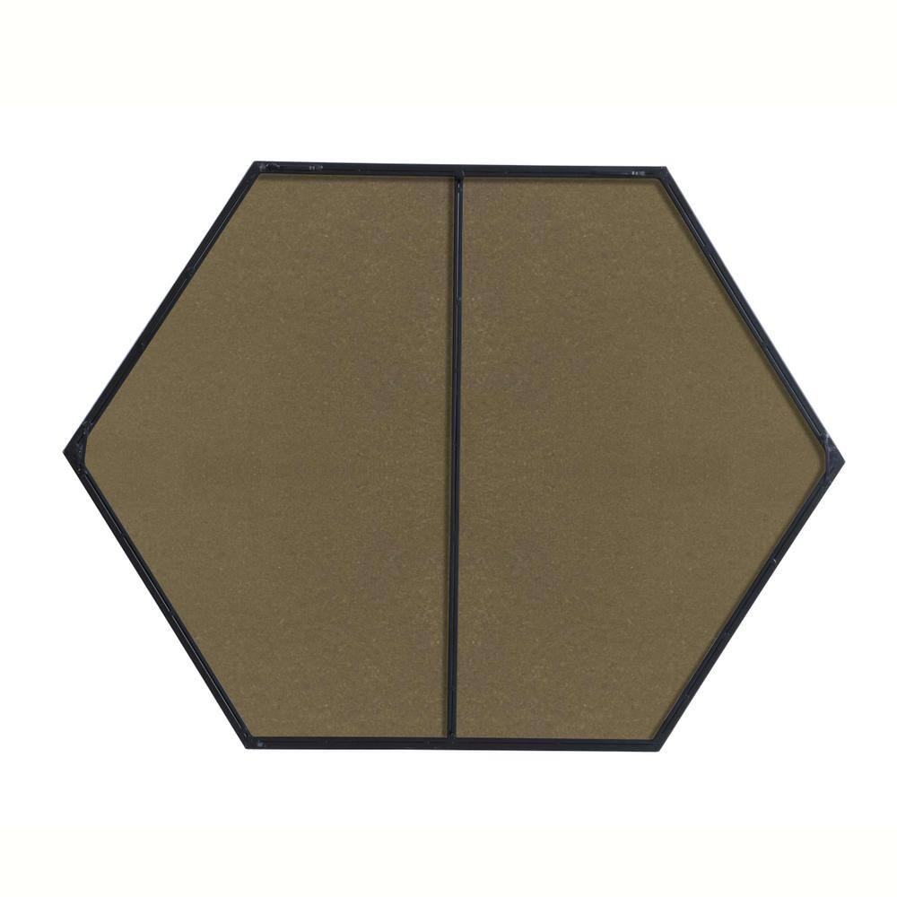 Angle. Elegant Decor - Metal frame hexagon mirror 30 inch in Black - Black.