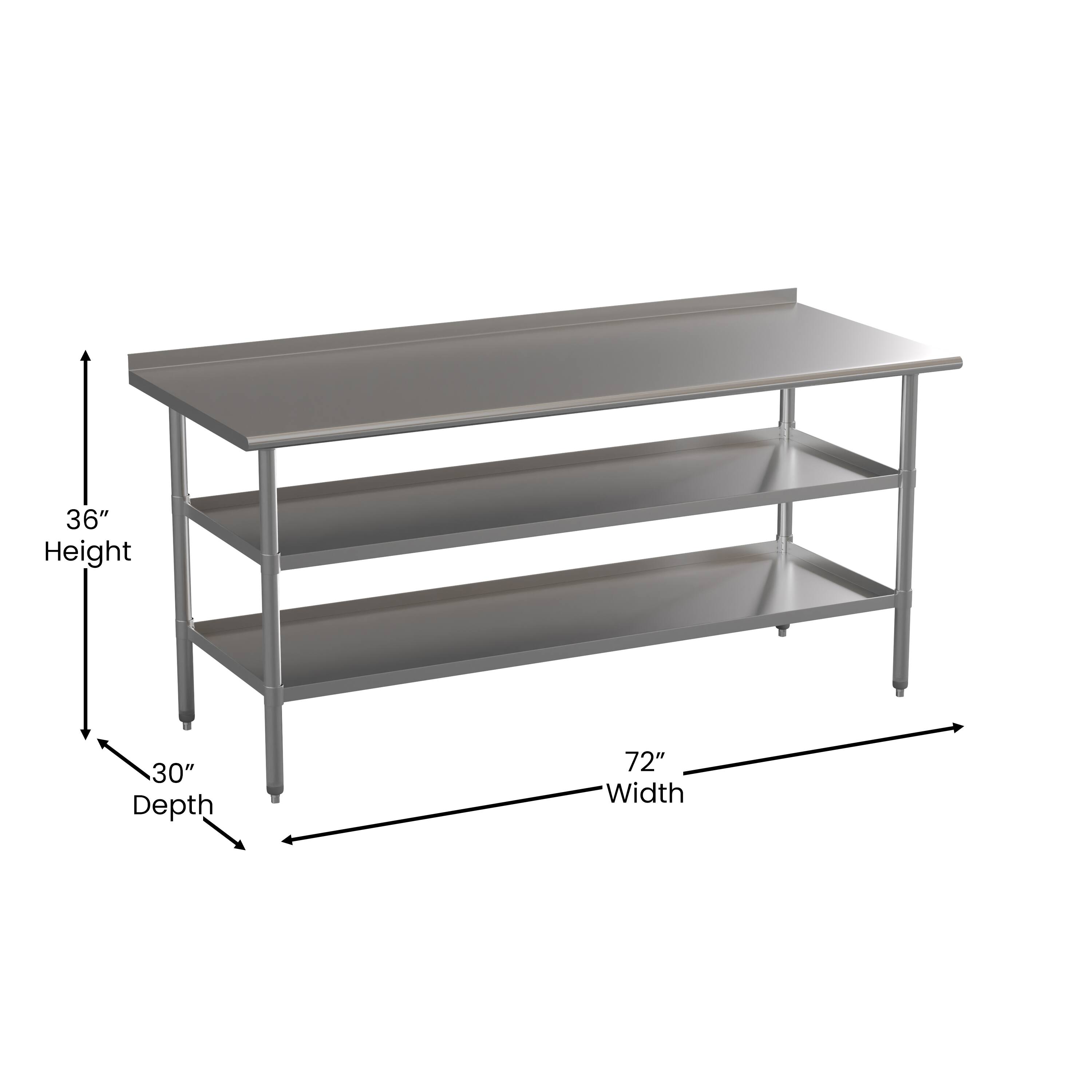36" Height, 30" Depth, 72" Width