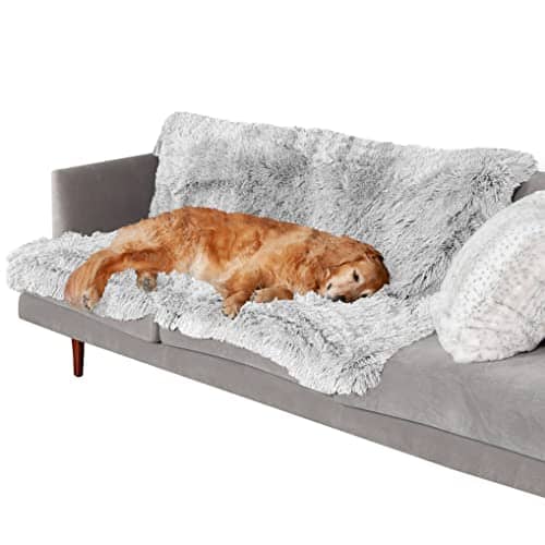 Pacoar Cade - Waterproof Throw Blanket For Dogs & Indoor Cats Washable - Shaggy Plush Calming Long Faux Dog Mist Gray Extra Large/xl - (Long Faux Fur) Mist Gray-Medium - 40" x 30"-Long
