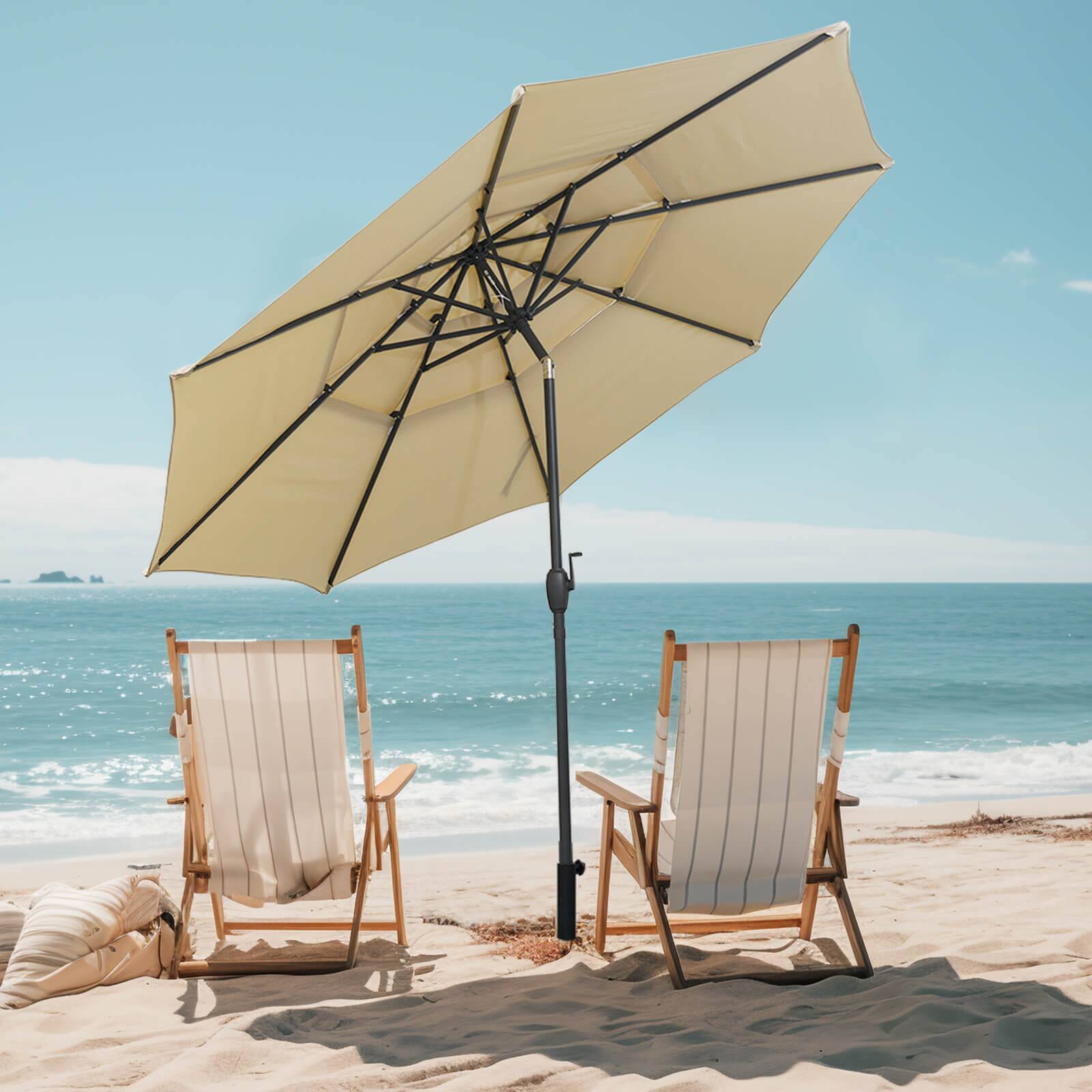 Alt View 1. Costway - Costway 10 ft 3-tier Vented Patio Umbrella Large Market Table Umbrella Outdoor Sun Shade - Beige.