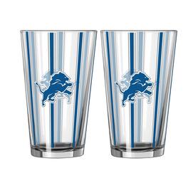 Logo Brands - Detroit Lions Two-Piece 16oz. Striped Pint Glass Set - Multicolor