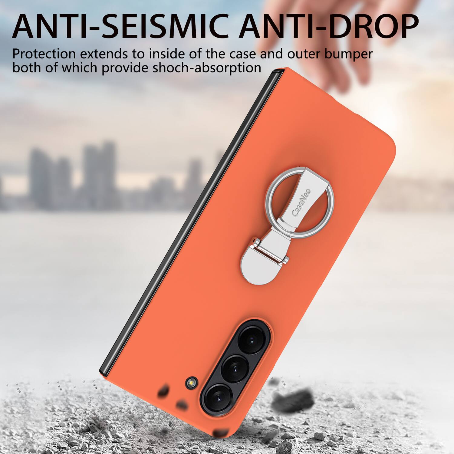 ANTI-SEISMIC ANTI-DROP  
Protection extends to inside of the case and outer bumper both of which provide shock-absorption