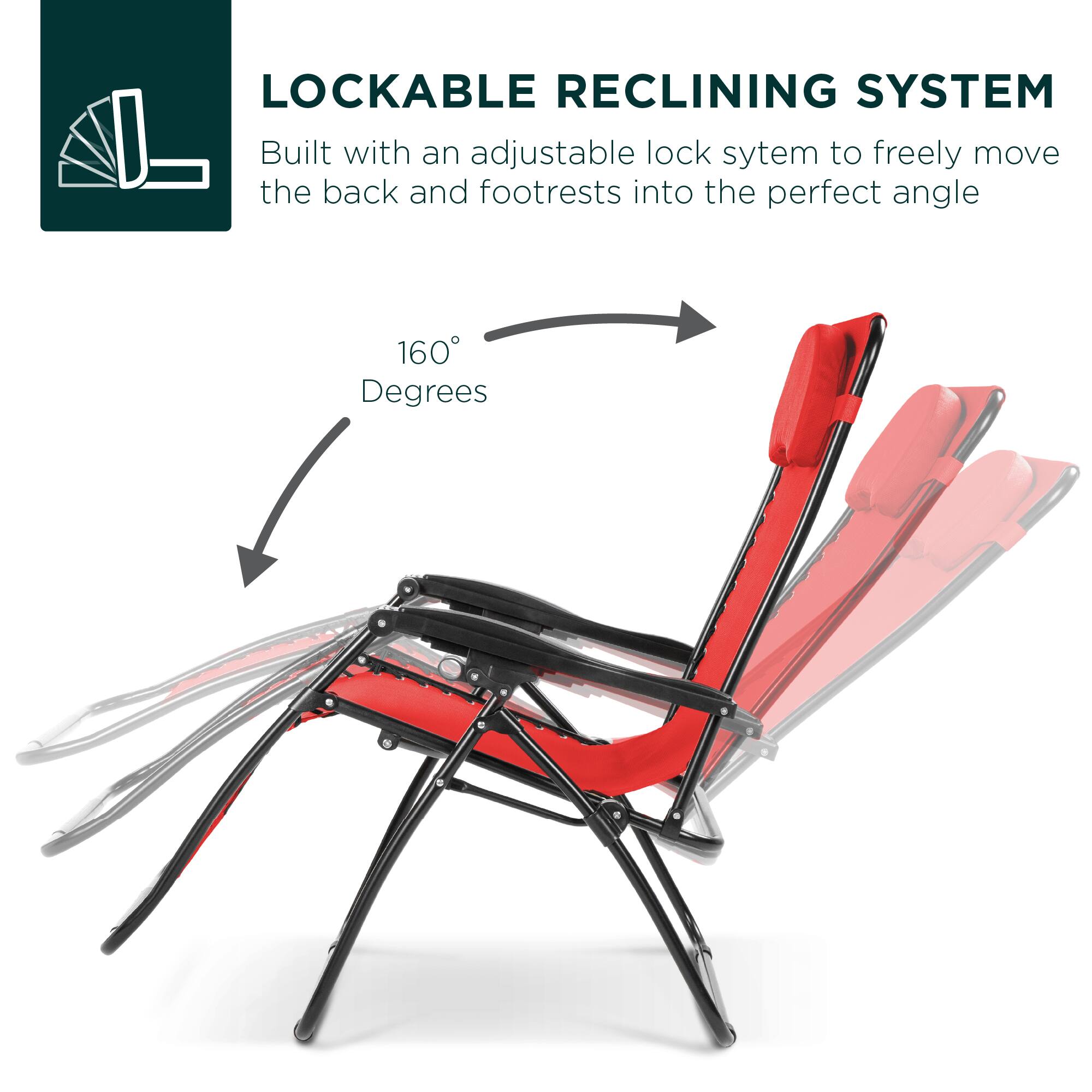 LOCKABLE RECLINING SYSTEM  
Built with an adjustable lock system to freely move the back and footrests into the perfect angle  

160 Degrees