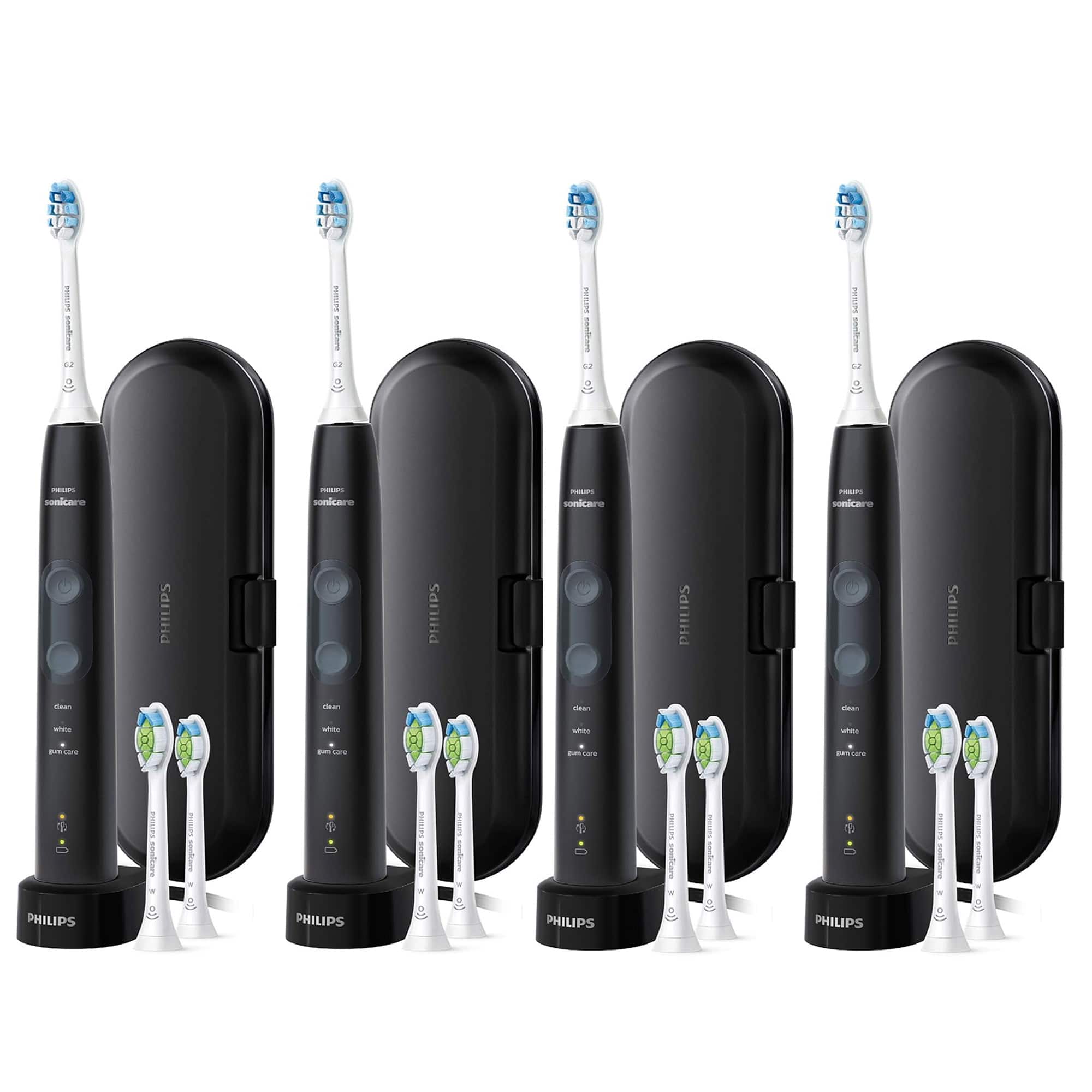 4x Philips Sonicare ProtectiveClean 5300 Rechargeable Electric Toothbrush, HX6423/34 - Black