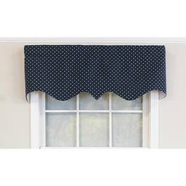 RLF Home - 100% Cotton Passat Regal Valance Dotted Diamond Lined Fabric Rod Pocket 50" x 17" - Navy