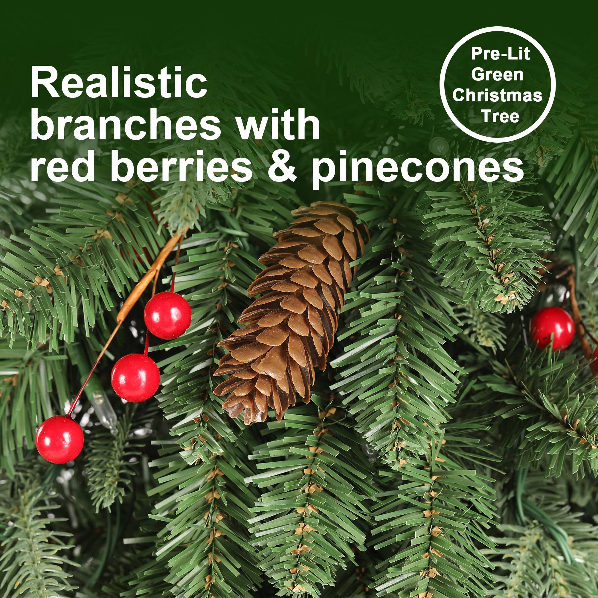 Glitzhome Set of 3 4ft/6ft/7ft Pre lit Artificial Christmas Porch Tree ...