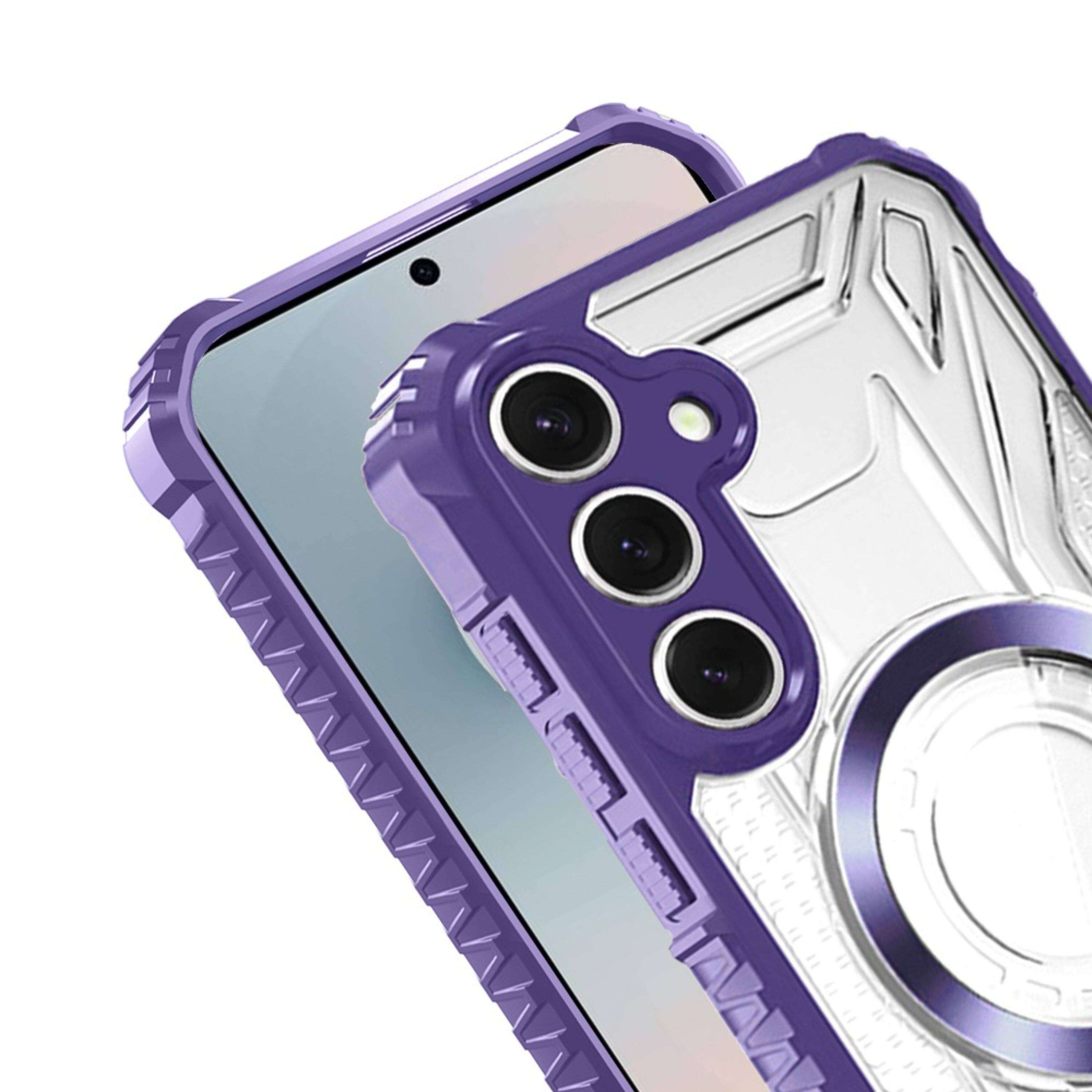Angle. Kitcheniva - Magnetic Circle Shock Absorbent Phone Case With Tempered Glass For Samsung Galaxy S26 Purple - Purple.