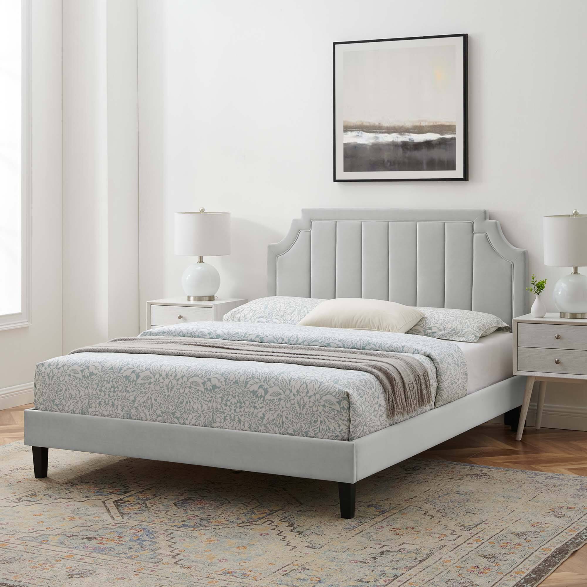 Alt View 5. Modway - Alana Wood Full Platform Bed With Splayed Legs - Brown.