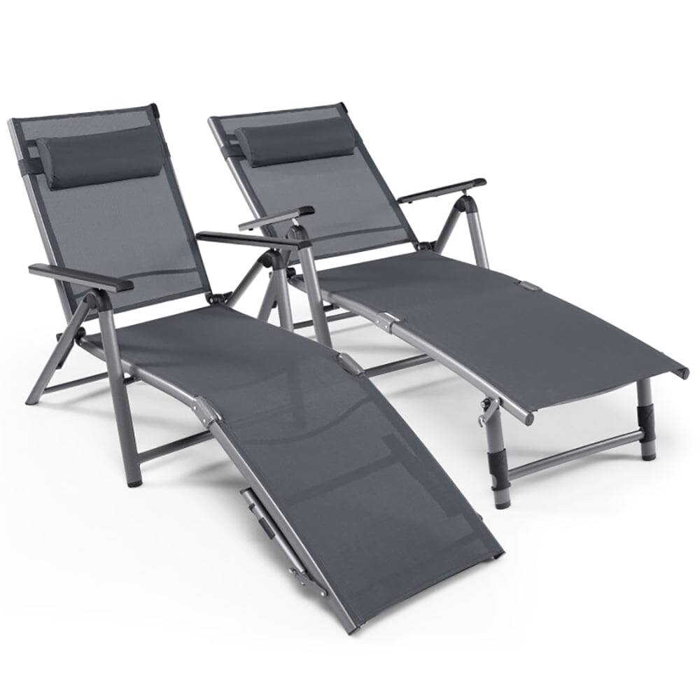 Alt View 5. Kadyn - Outdoor Chaise Lounge Chair, Outdoor Aluminum Chaise Lounge Chair with Quick-Drying Fabric - Gray.