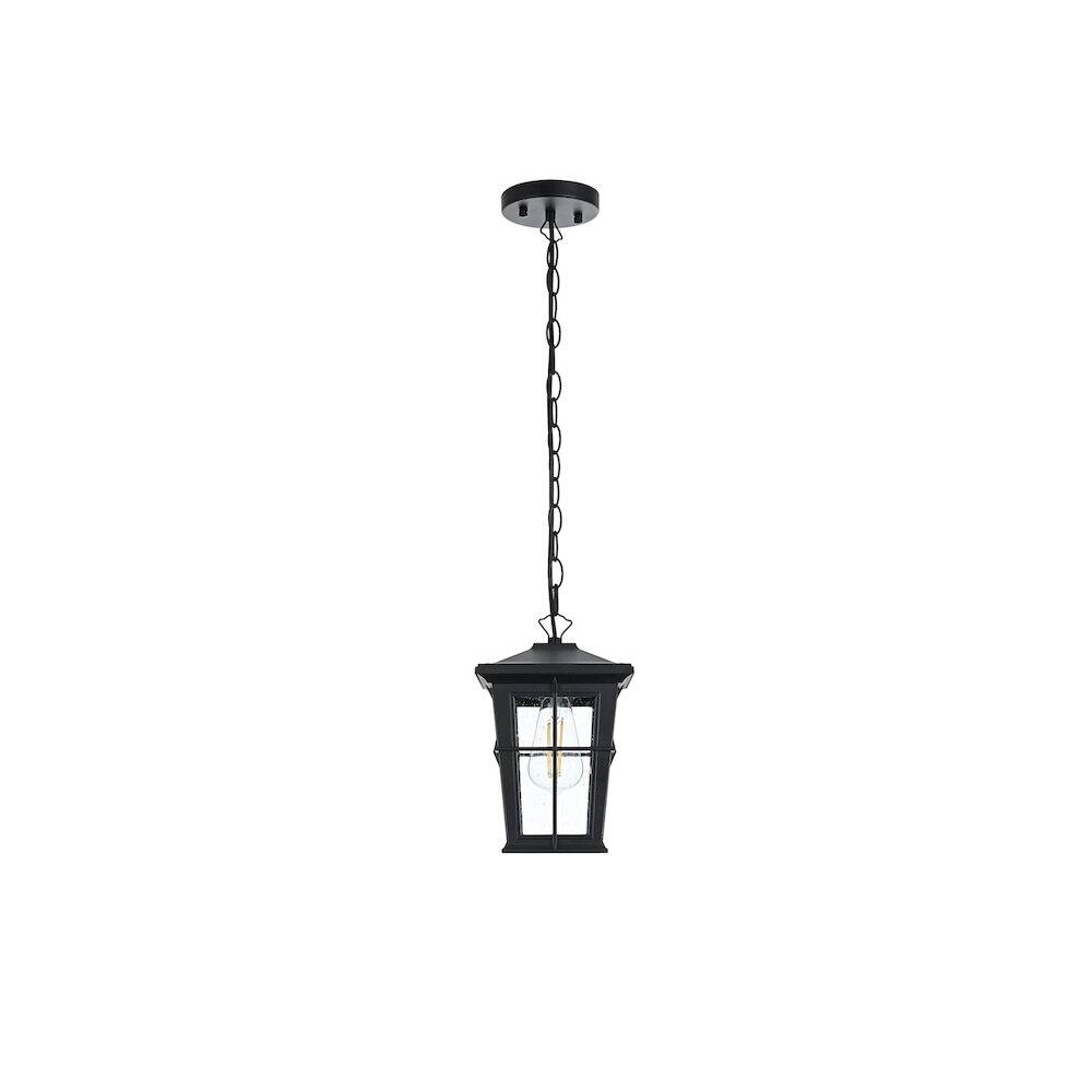 Back. Elegant Lighting - Bodine 7 inch Outdoor Pendant in Black - Black.