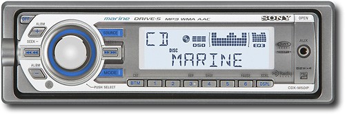  Sony - 52W x 4 Apple® iPod®/Satellite Radio/HD Radio-Ready Marine CD Deck - White/Silver