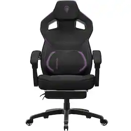 Dowinx - Wide Back Gaming Chair with Footrest for Adults, Office Chair Big and Tall with Breathable Pocket Spring Cushion, Fabric - Purple