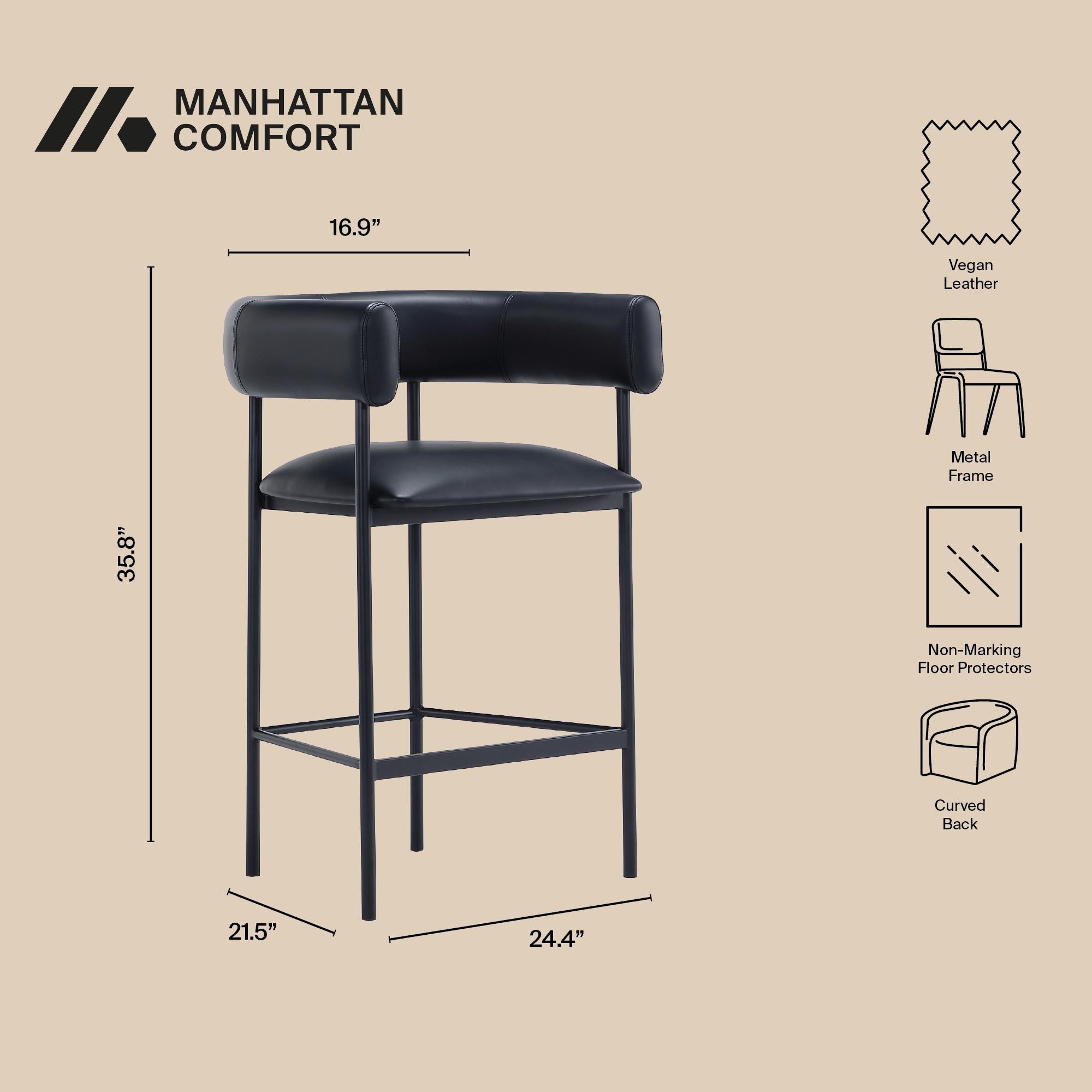 Manhattan Comfort Onda Contemporary Metal Vegan Leather Counter Stool ...
