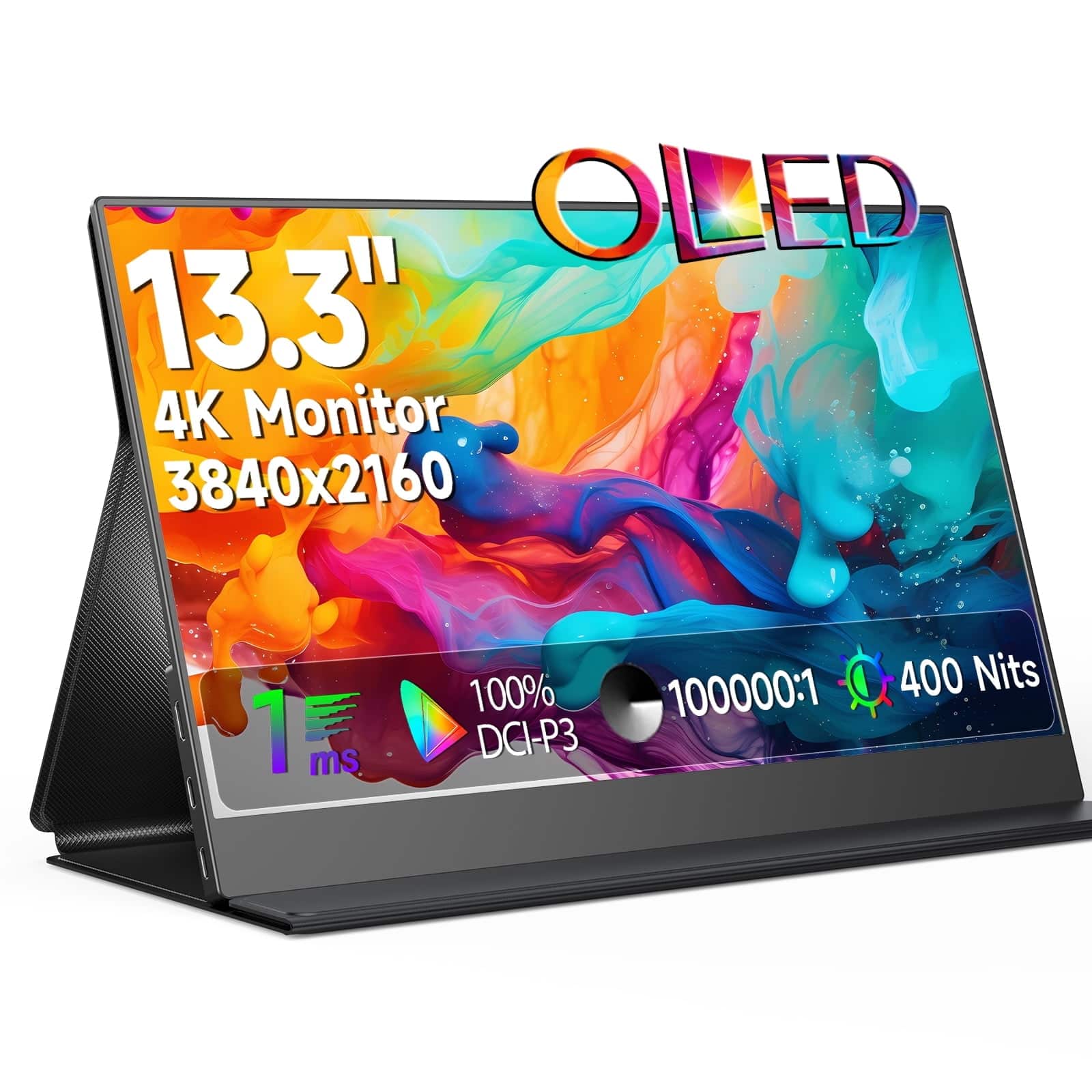 UPERFECT - 13.3" OLED Portable Monitor, 4K 3840x2160, 463g, 109% DCI-P3, USB-C/HDMI, VESA 75x75mm