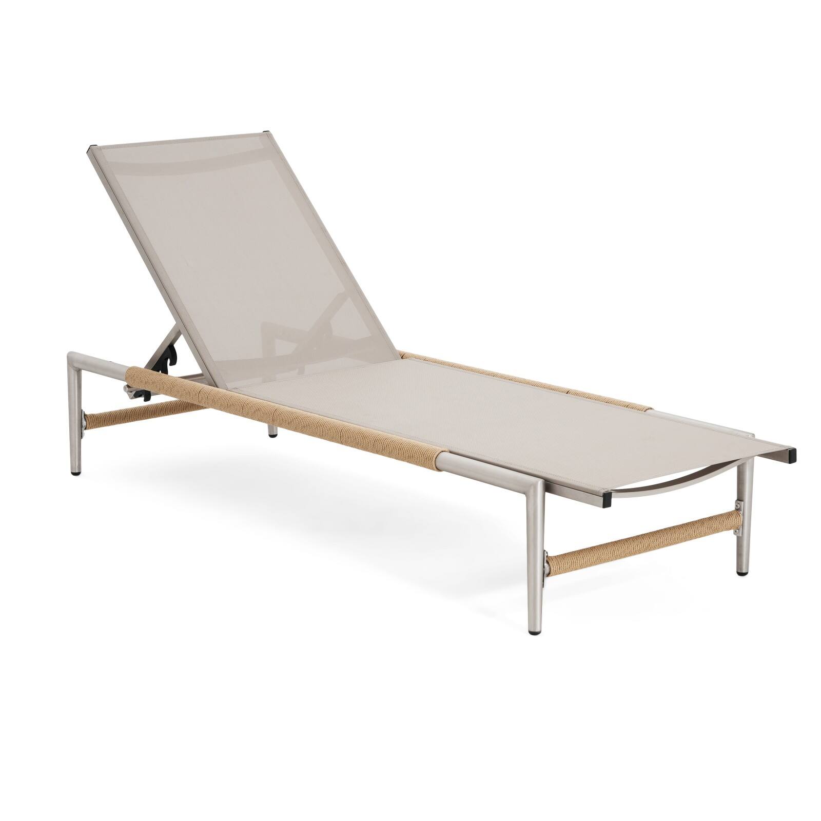 Ecooso - Outdoor Aluminum Chaise Lounge with Breathable Mesh Seat, Ergonomic Design, and Rust-Resistant Lightweight Frame - Natural,Silver
