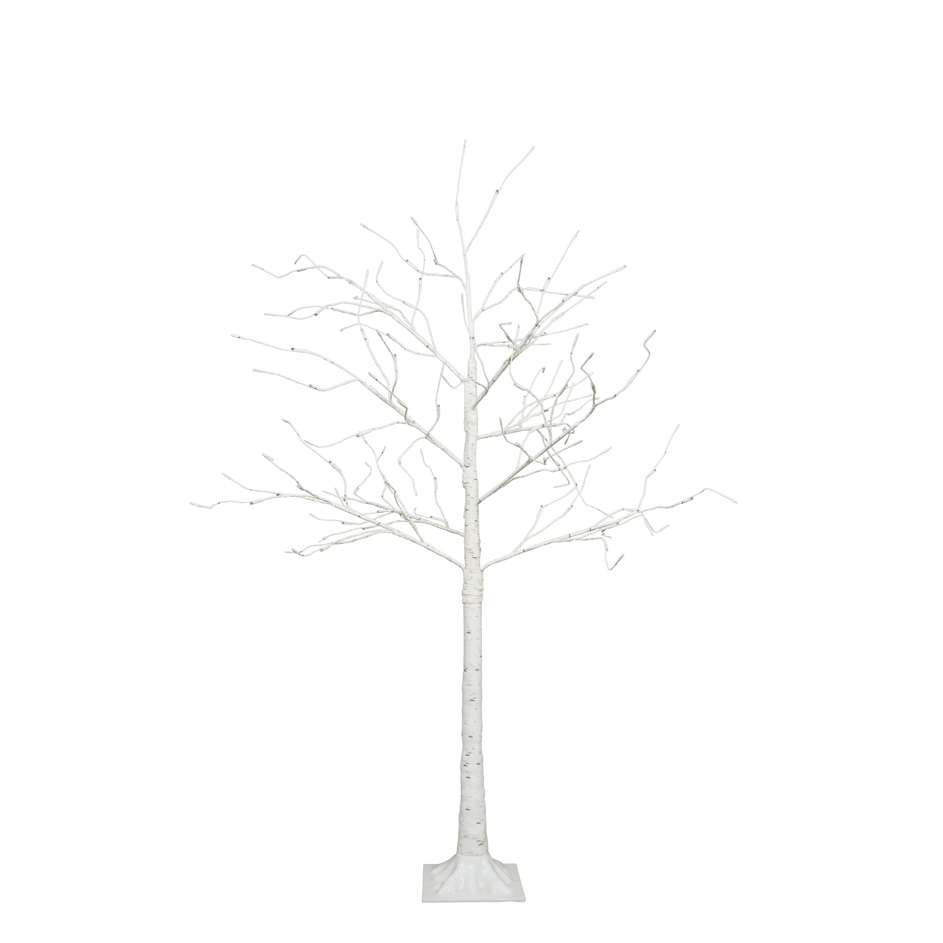 Alt View 8. Hivvago - Set of Lighted Birch Tree, 4FT 48 LED/5FT 72 LED/6FT 96 LED Artificial Tree with Warm White Lights - White.