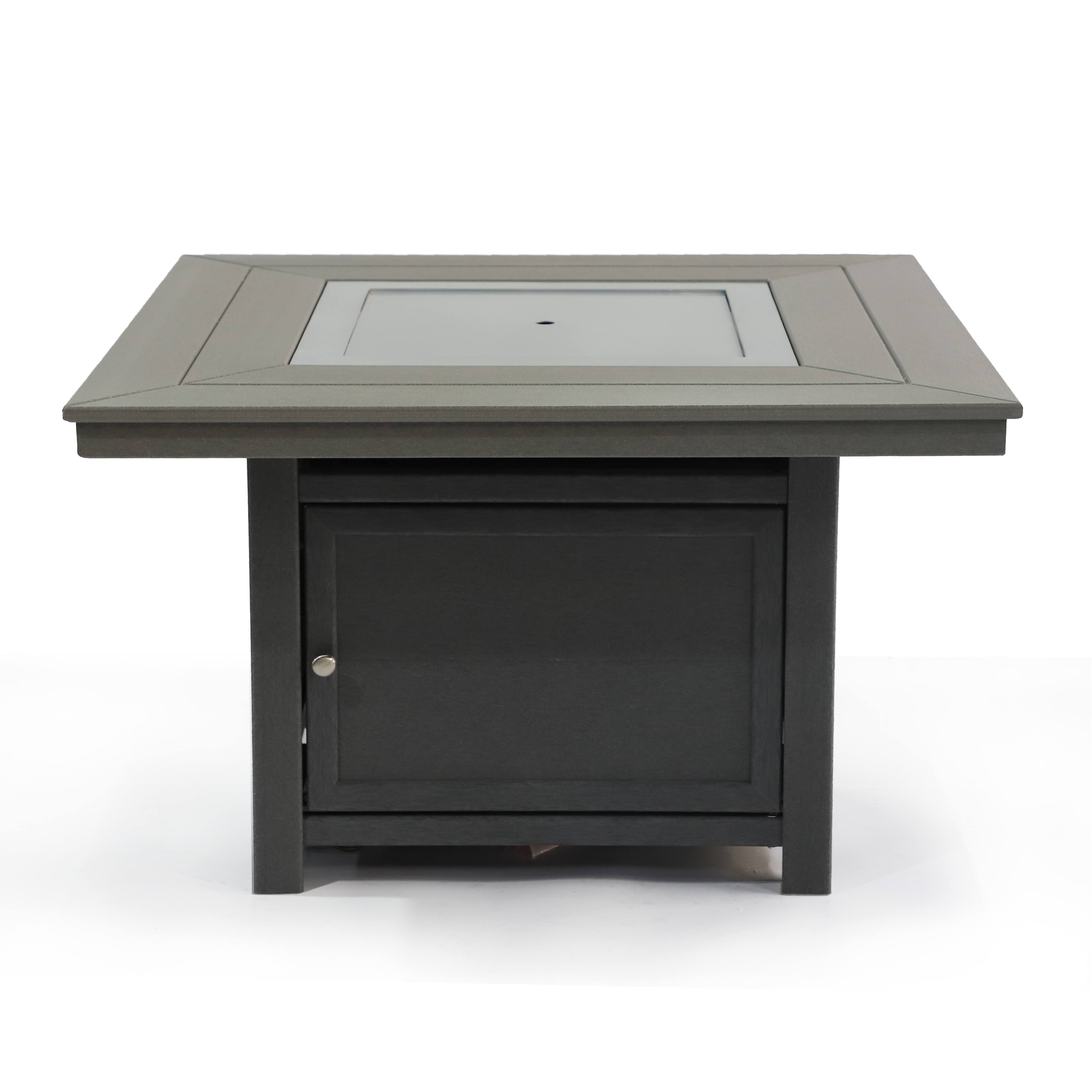 Angle. LuXeo - Park City 25"(H) x 42" (W) HDPE Square Fire Pit Table, Gray - Gray.