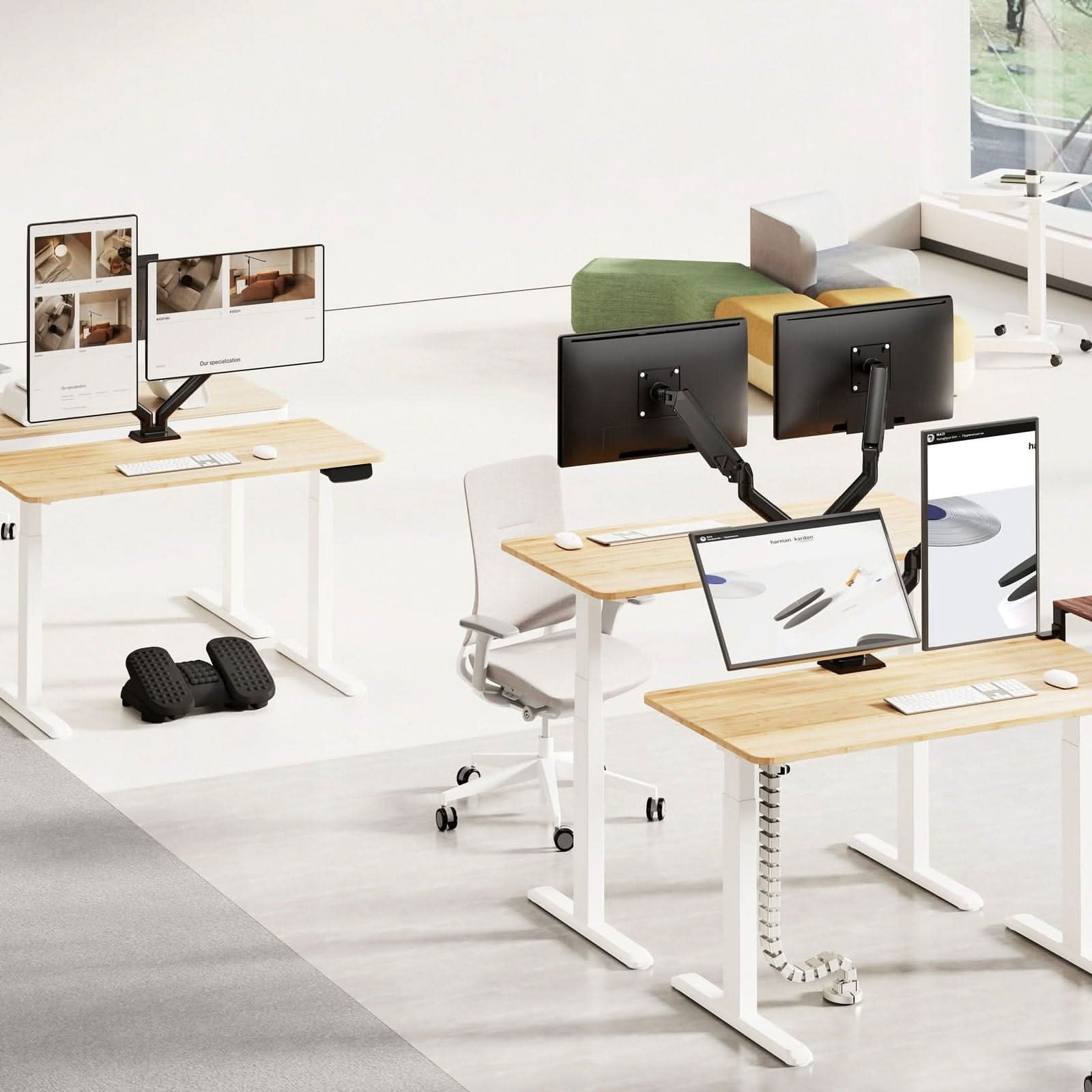 Alt View 5. Mount-It! - Dual Monitor Desk Mount for 17"–32" Screens, Adjustable Arms for Height, Tilt & Swivel - Black.