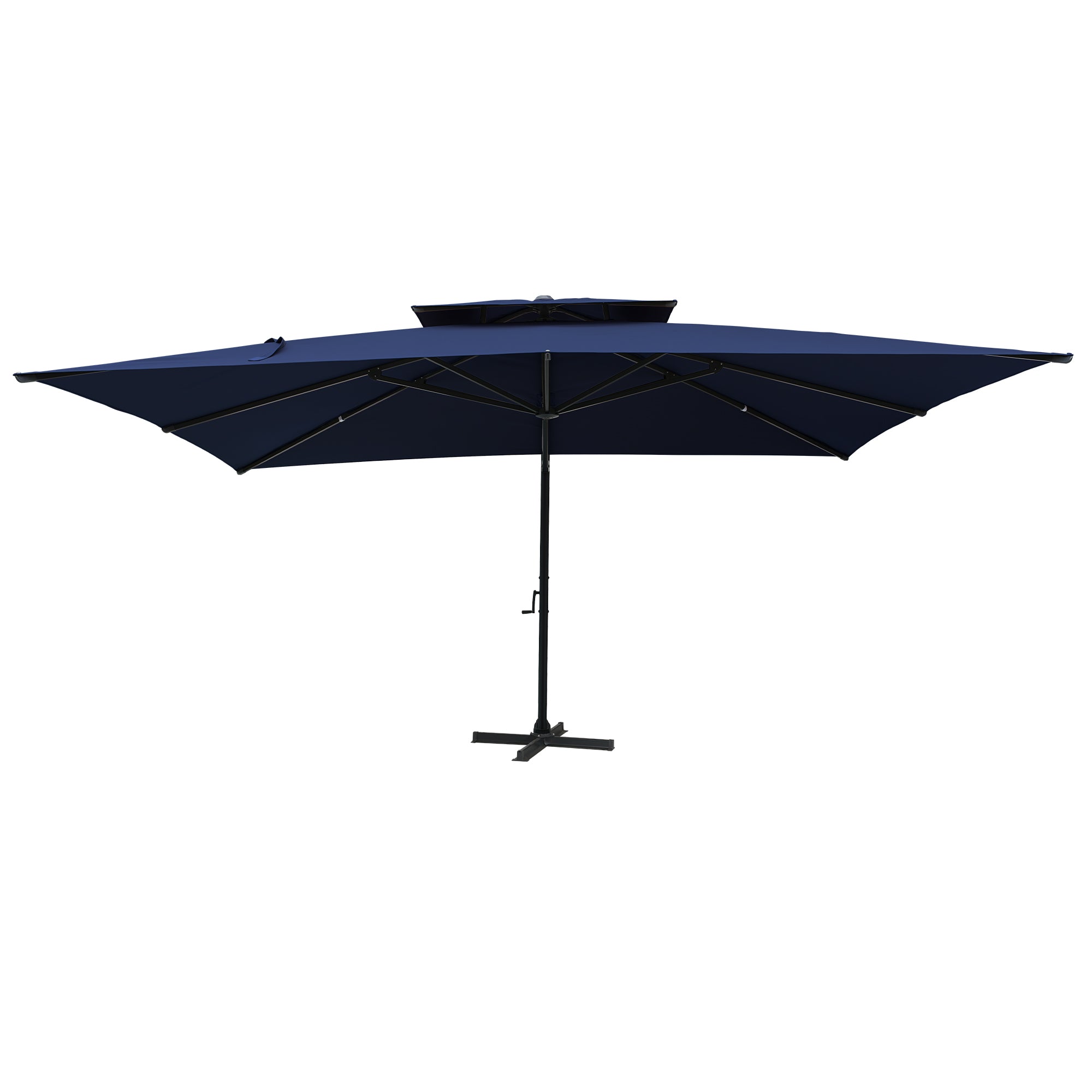 Angle. Mondawe - 10x13ft Cantilever Patio Umbrella with 360° Rotation, DIY Drape Hook - Navy.