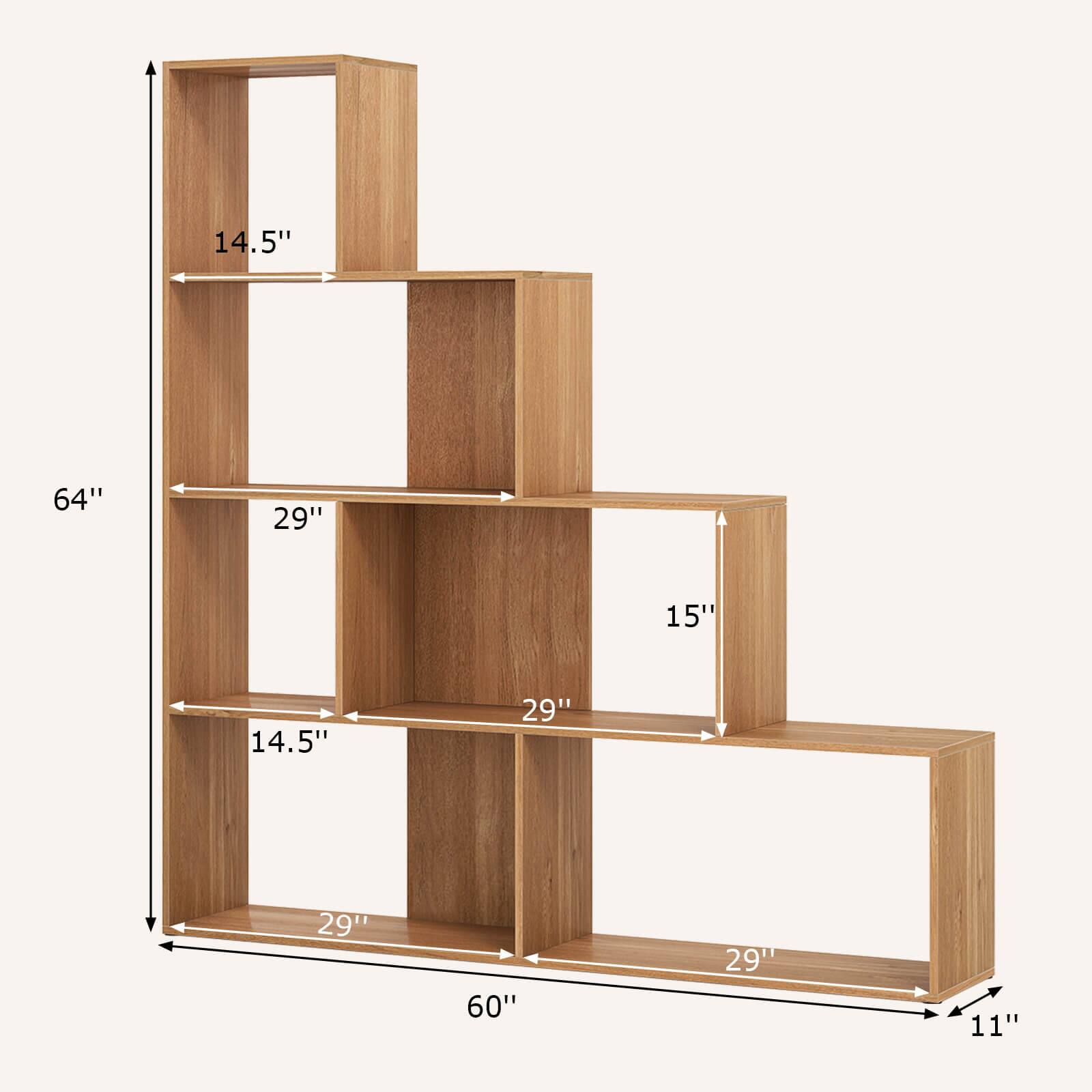The text on the image reads: 14.5" 64" 29" 15" 14.5" 29" 29" 60" 29" 11". This text represents the dimensions of the wooden shelves in the image. The shelves are 14.5 inches tall, 64 inches wide, and 29 inches deep. The shelves are also 15 inches tall, 14.5 inches tall, 29 inches deep, and 11 inches tall.