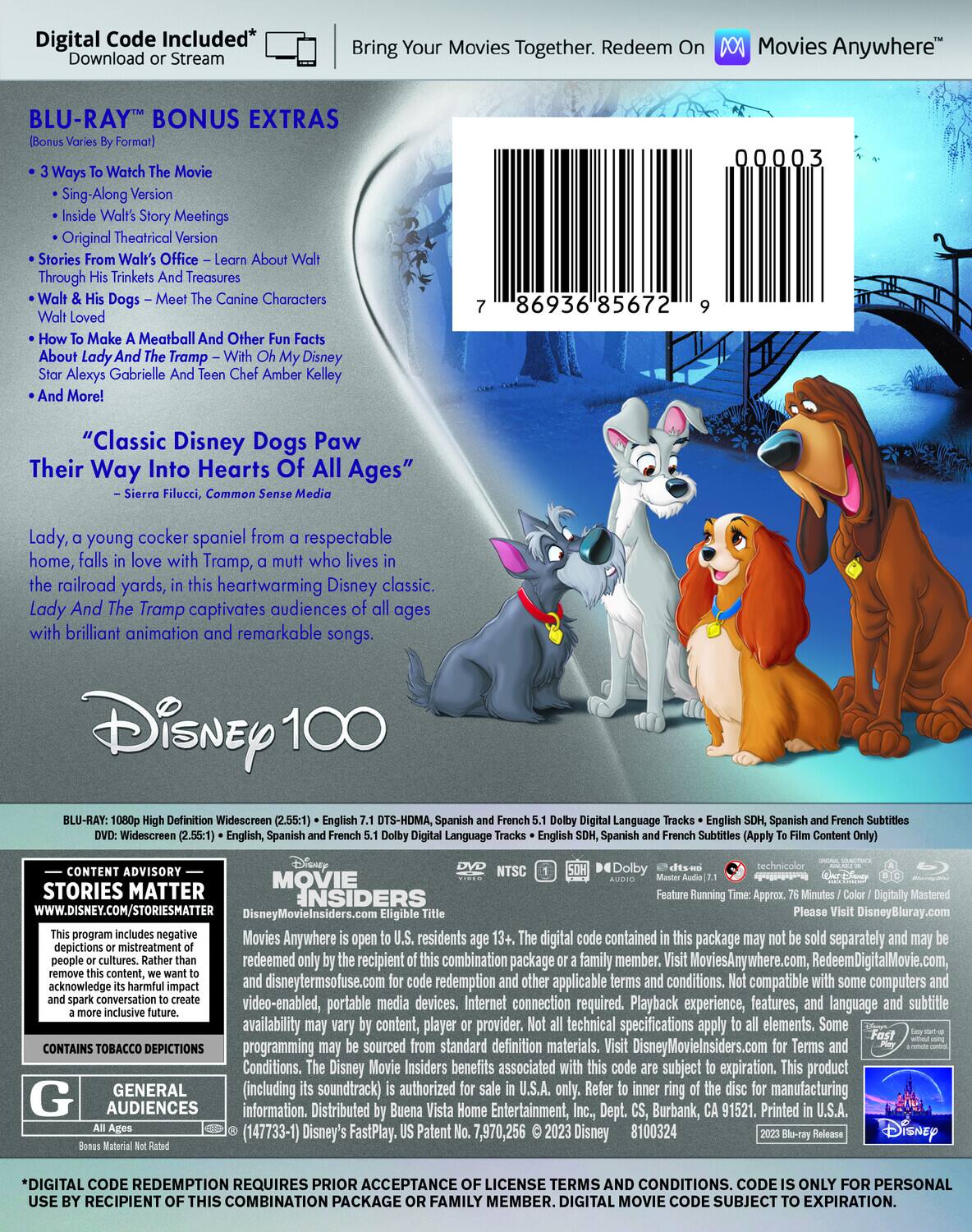 Alt View 1. Lady and the Tramp (The Walt Disney Signature Collection)   - BLU-RAY.