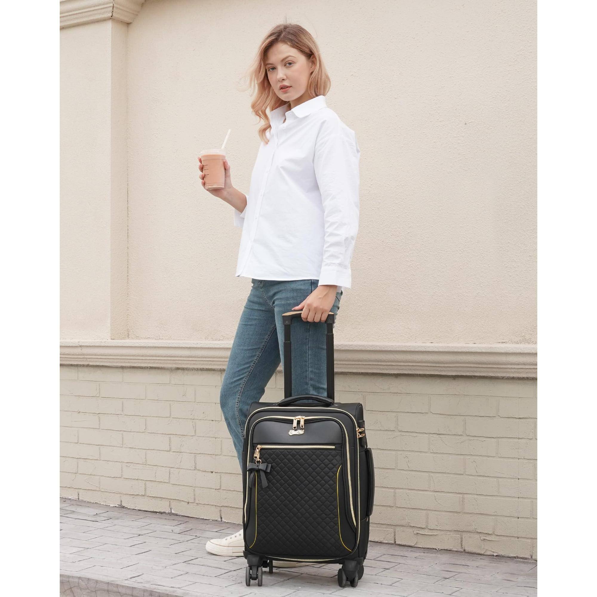 Alt View 2. Dapper Styles - Carry On Luggage Airline Approved Softside Suitcase - Grey-20 inch.