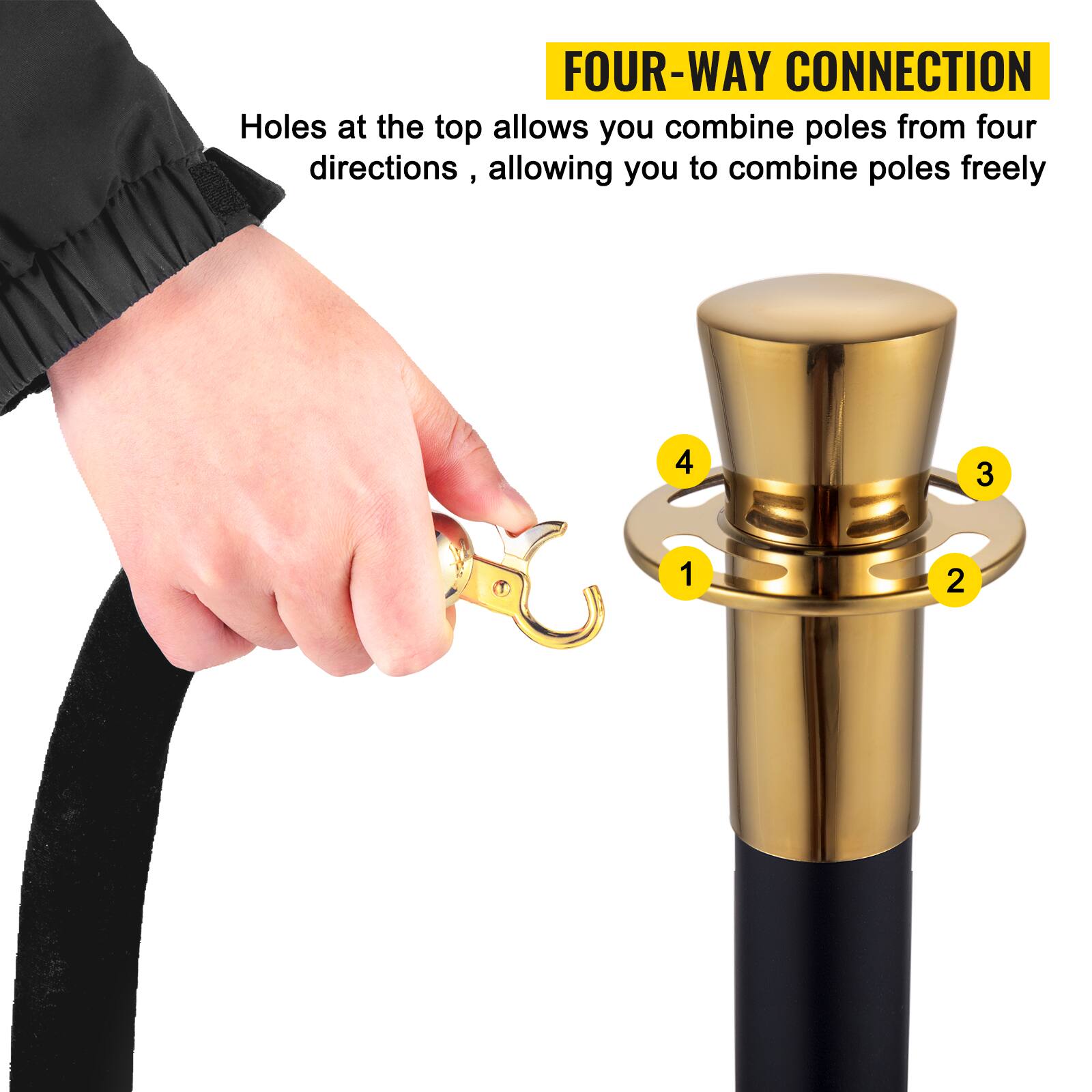 FOUR-WAY CONNECTION

Holes at the top allow you to combine poles from four directions, allowing you to combine poles freely.