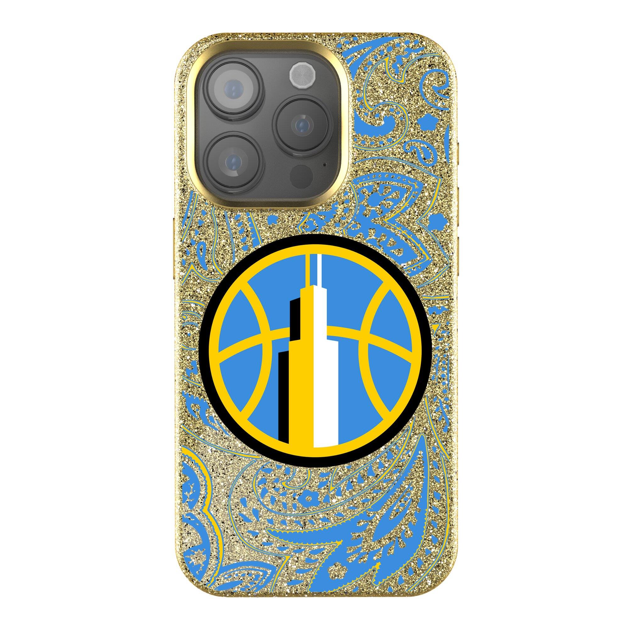 Keyscaper WNBA Chicago Sky Paisley Bling iPhone Case 15 Plus Gold ...
