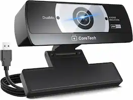 Core Tech - 4K UHD USB Webcam with PDAF Autofocus, Dual AI Noise-Canceling Microphones and 80° Wide-Angle Lens - Black