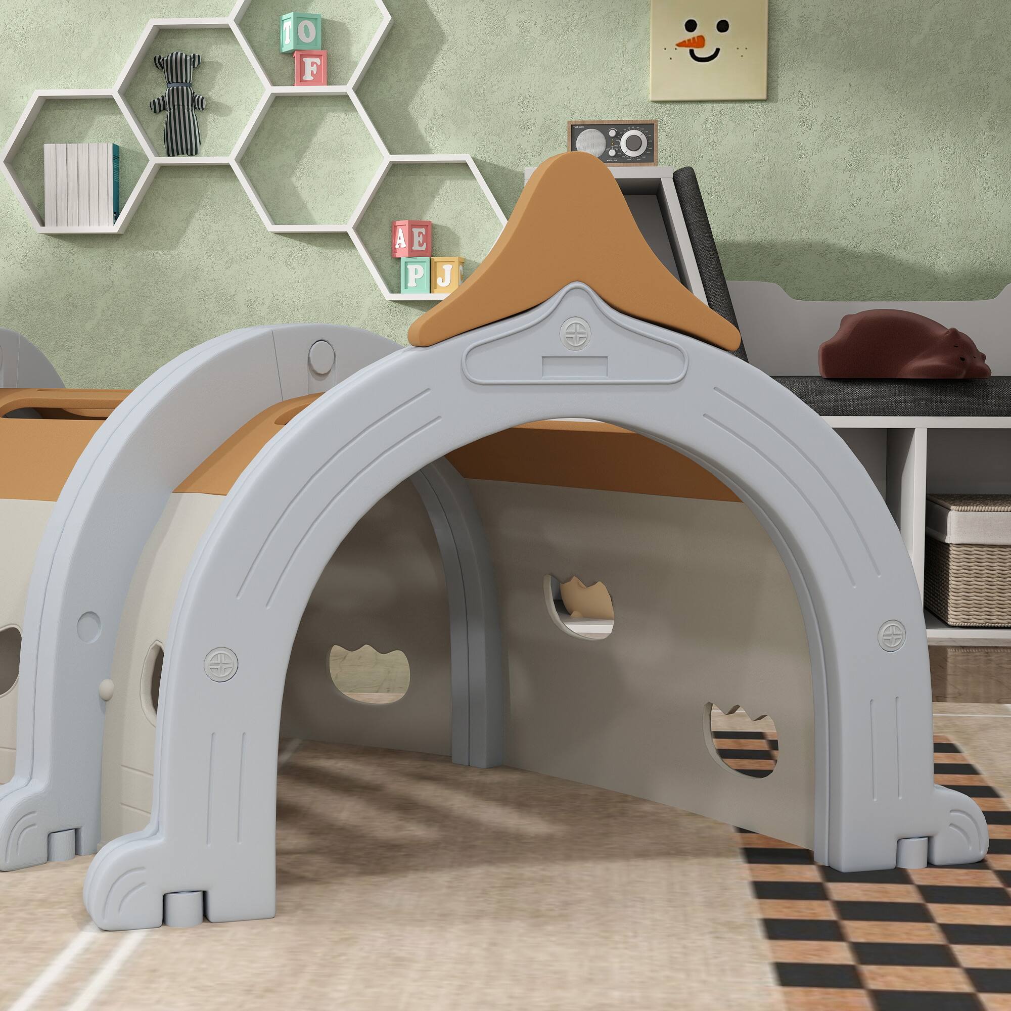 Alt View 4. Qaba - Monkey Tunnel, Toddler Tunnel for Kids Crawl and Climb Through, Kids' Play Structure Indoor Outdoor, 4 Sections.